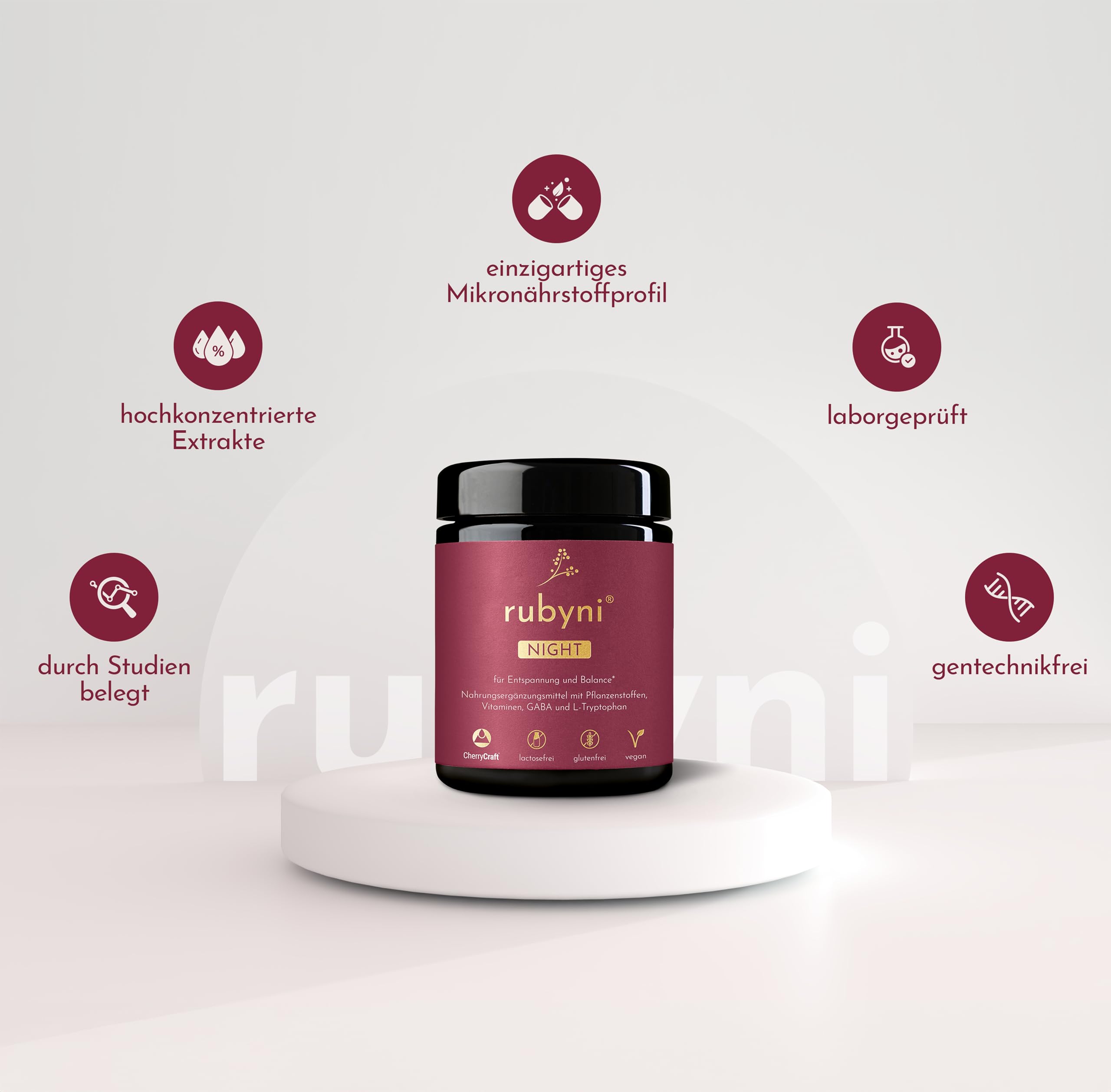 NIGHT für Entspannung & Balance - GABA + Ashwagandha - 140 Kapseln | Mit GABA, L-Tryptophan & Ashwagandha - Brahmi, Safran & Vitamin B6/B12 - Vegan