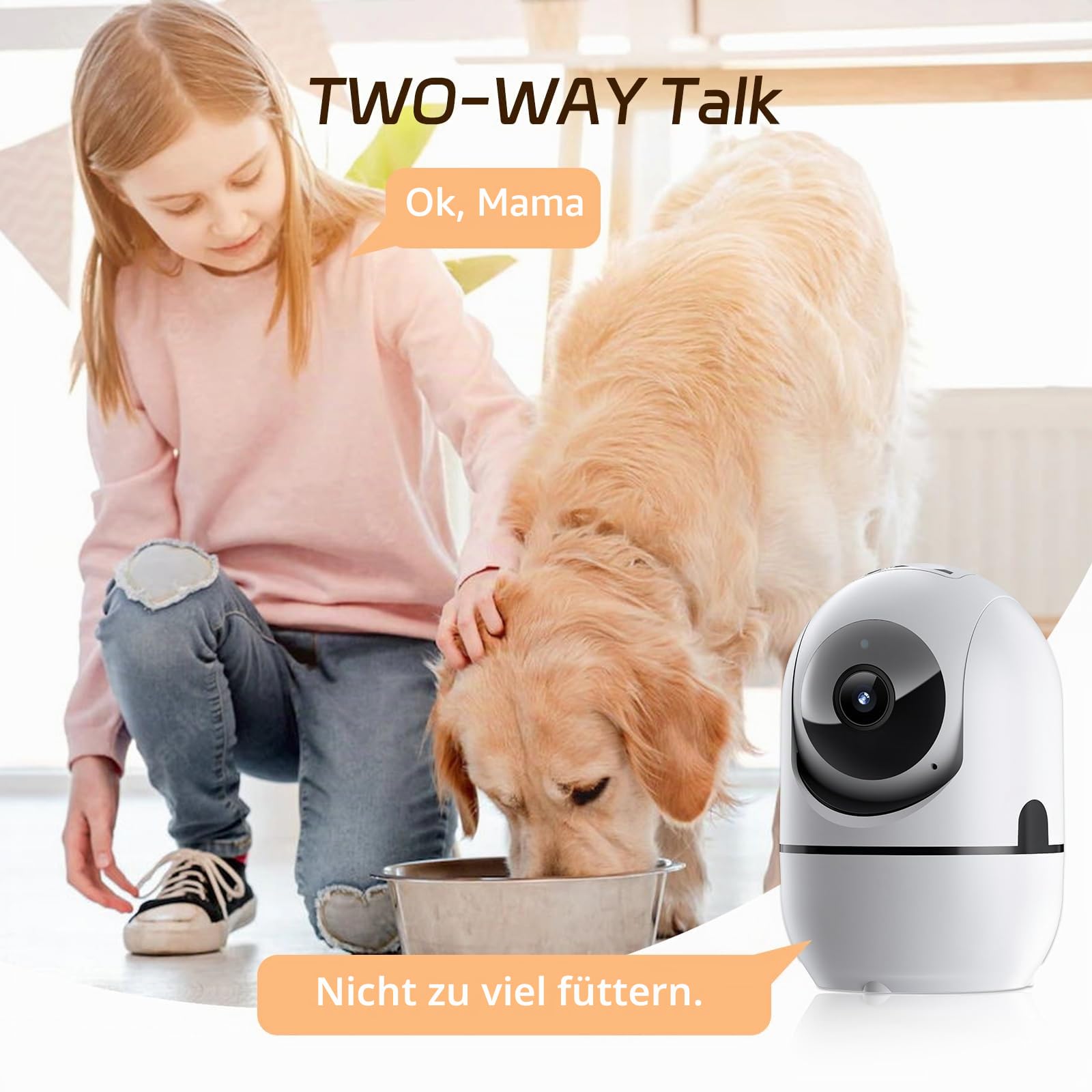 Überwachungskamera für den Innenbereich, 5G und 2,4 G WiFi-Überwachungskameras für Zuhause, 360°-Babymonitor/Haustierkamera mit App, Bewegungsmelder-Kamera, 2-Wege-Talk, Nachtsicht, TF