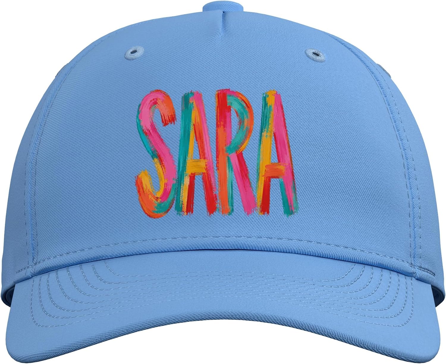 Sara First Name Colorful Brushstroke Letters Adjustable Baseball Hat image 2
