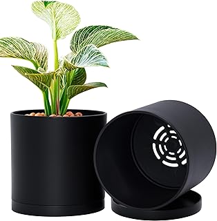 D'vine Dev 2 Pack 6 Inch Modern Plastic Plant Pots, Small Garden Planter...