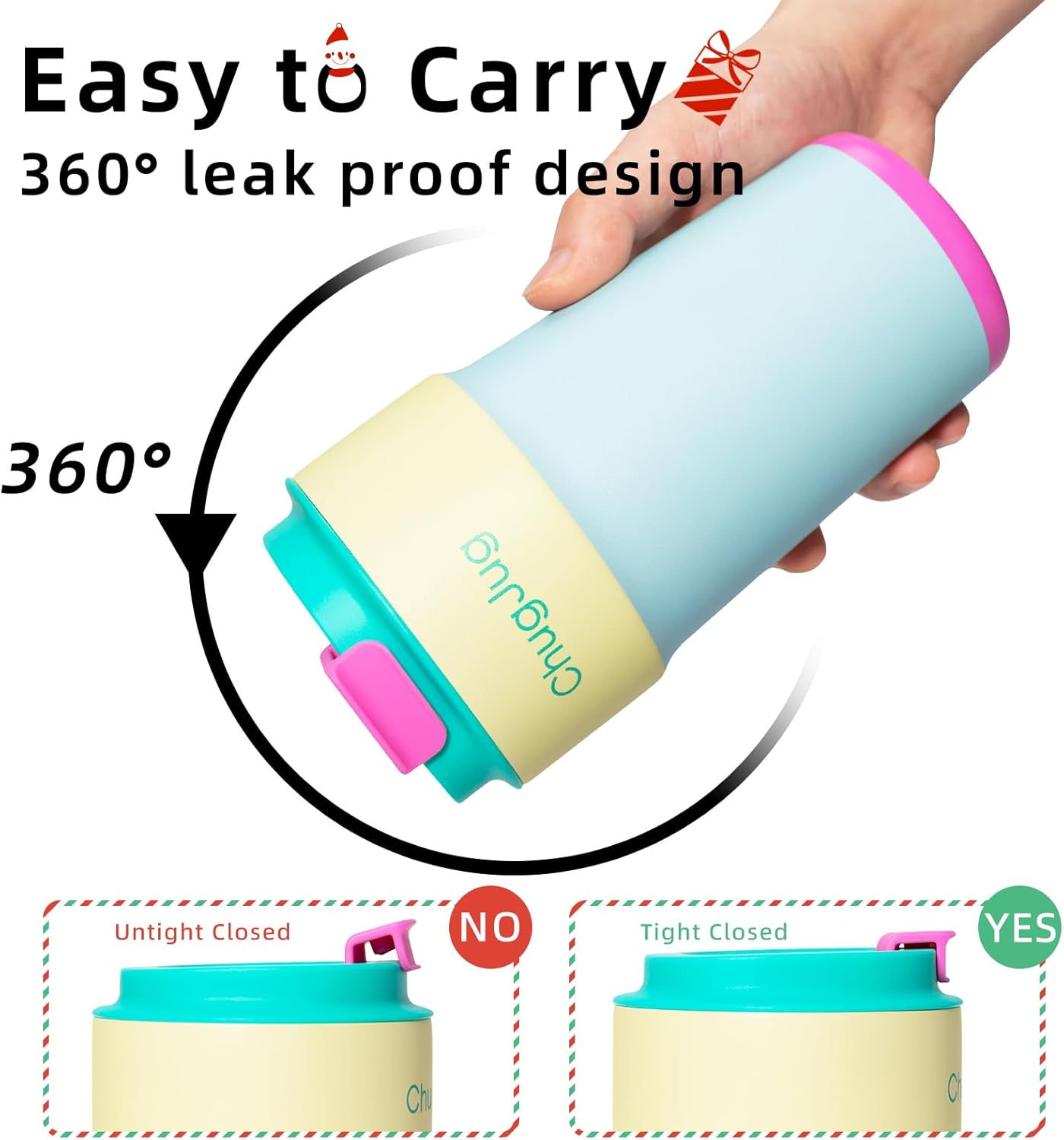16 oz Travel Coffee Mug with Ceramic Coating, Leak-Proof Vacuum Insulated Coffee Tumbler with Lid, Reusable Double Wall Stainless Steel Travel Cup for Hot& Cold Drinks (Teal) - Image 2