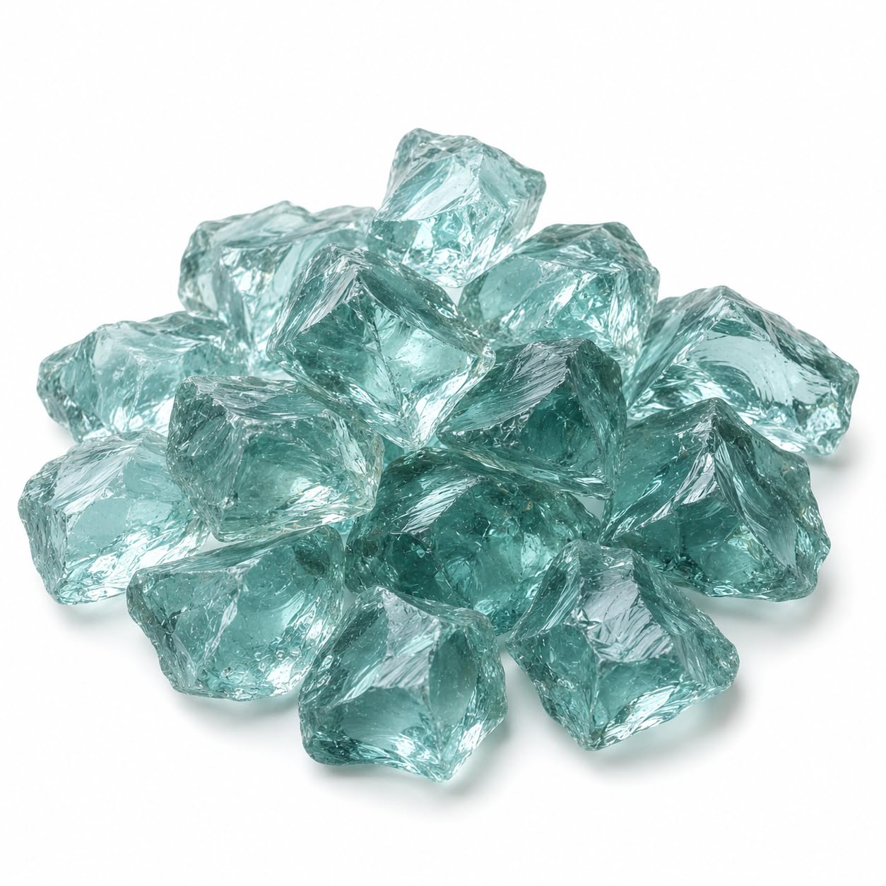 Generisch Gabionenstein Gartendekoration Glasbrocken, Glassteine Farben, 3-5cm (Türkis, 10)