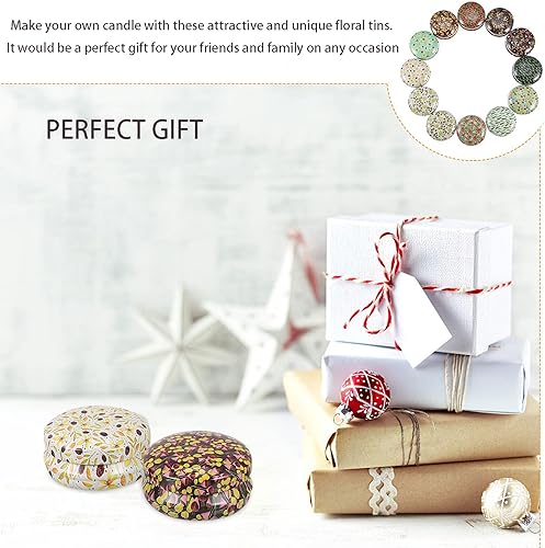 Miniatura 6 de Rarapop Paquete de 12 latas redondas vacías con bisagras, mini latas de viaje vintage, botella recargable de 0.7 fl oz para vela, bálsamo labial,