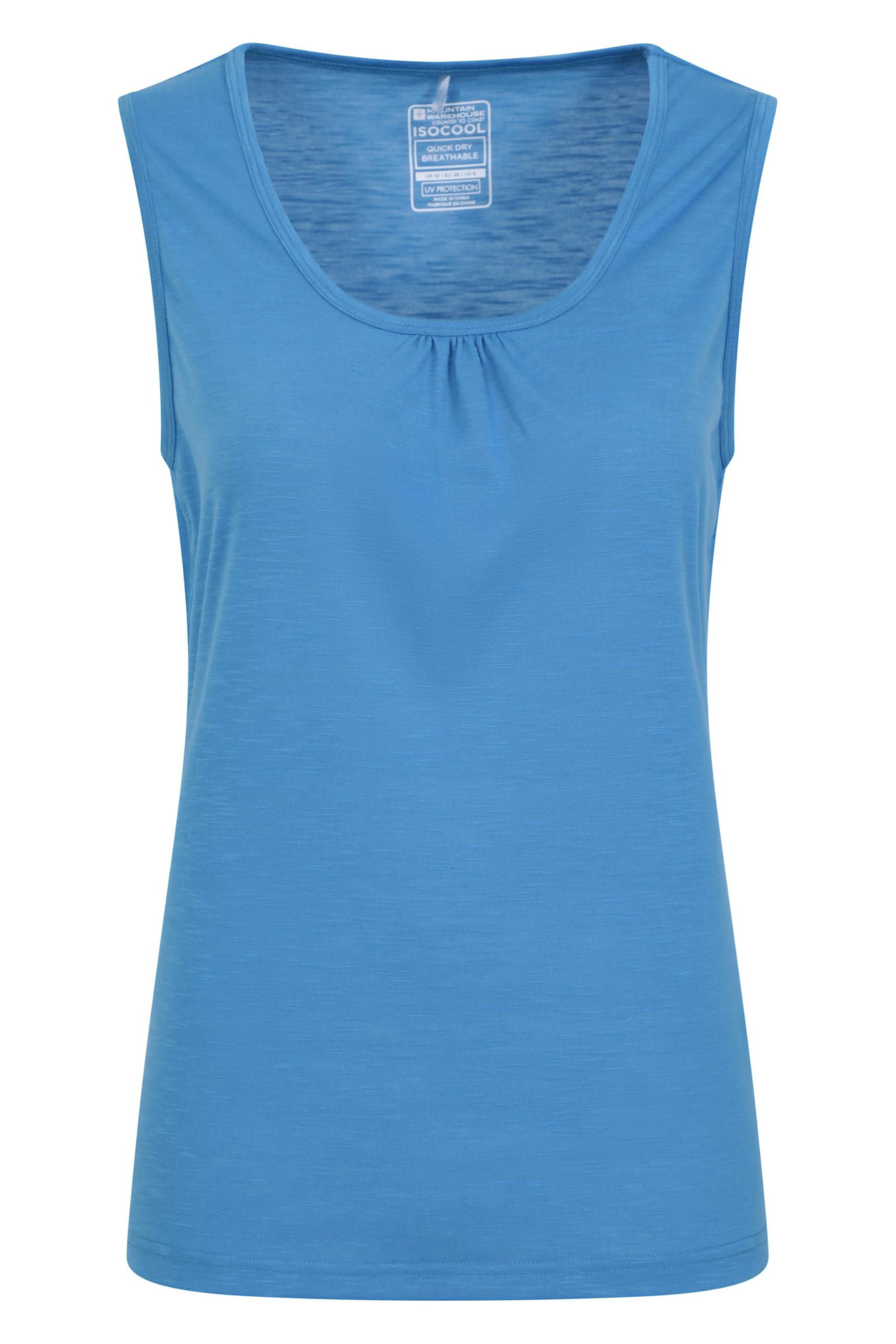 Mountain Warehouse Women's Bright Blue Agra Slub Vest - Lightweight Tank Top, Breathable Cami, Easy Care Tee Shirt - For Holidays, Travelling, Picnics, Walking Size 8