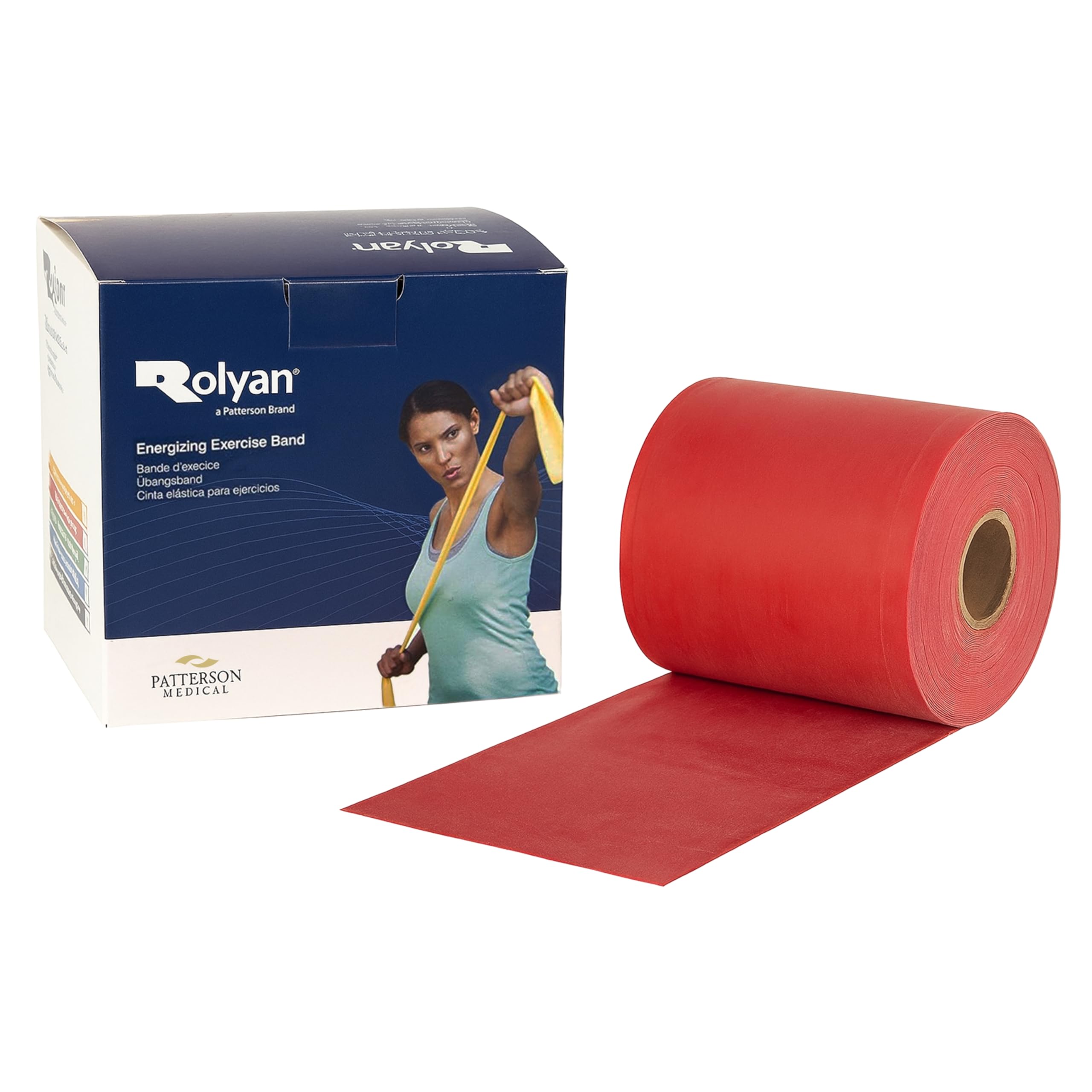 Rolyan Resistance Band – 46m Latex Exercise Band for Strength Training, Pilates & Rehab – Durable Fitness Band for Gym & Home Workouts – Recovery & Physical Elastic Therapy - Medium, Red