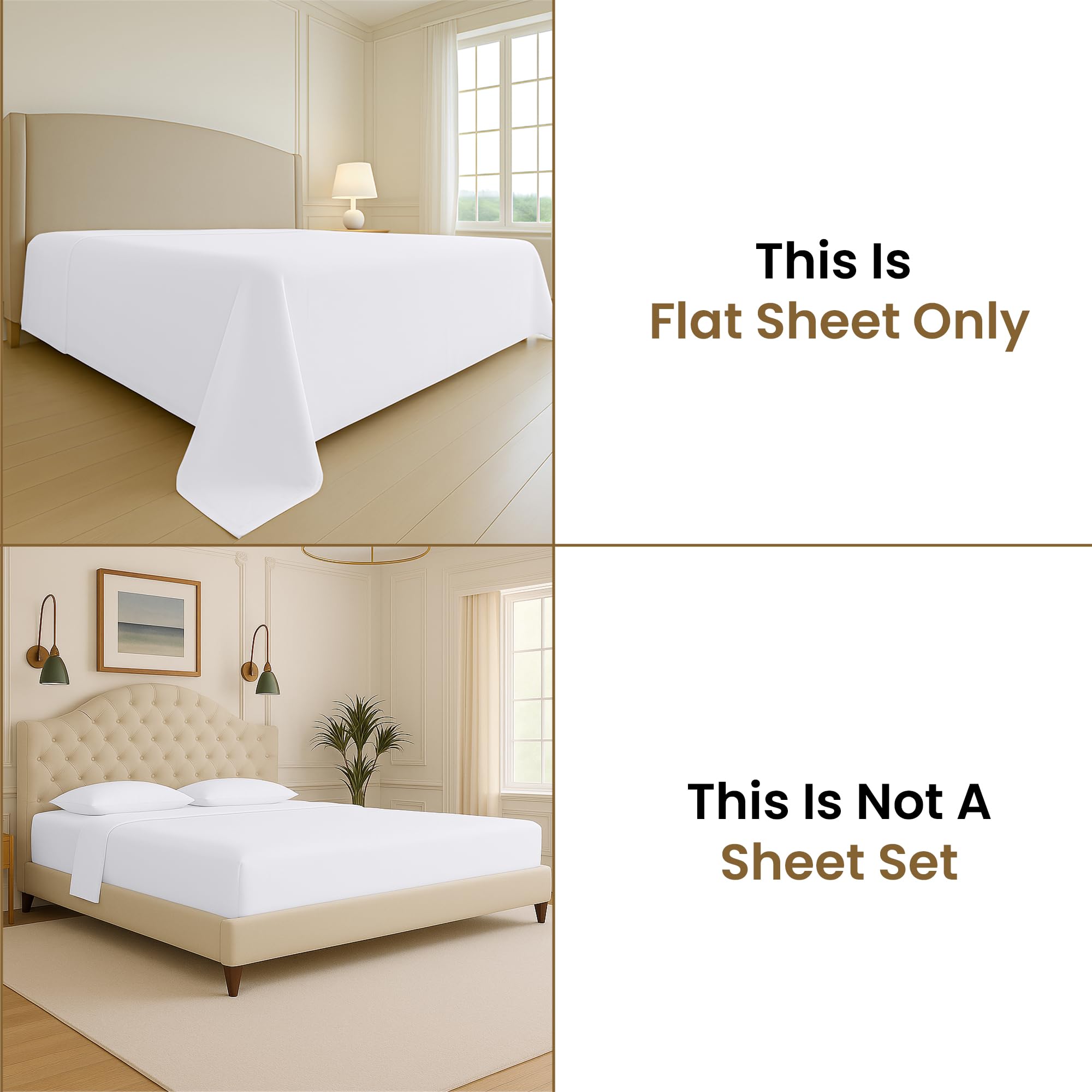 SGI Egyptian Cotton Flat Sheet - Alaskan King 125x125 Inches, 600 Thread Count, Taupe Sateen Weave