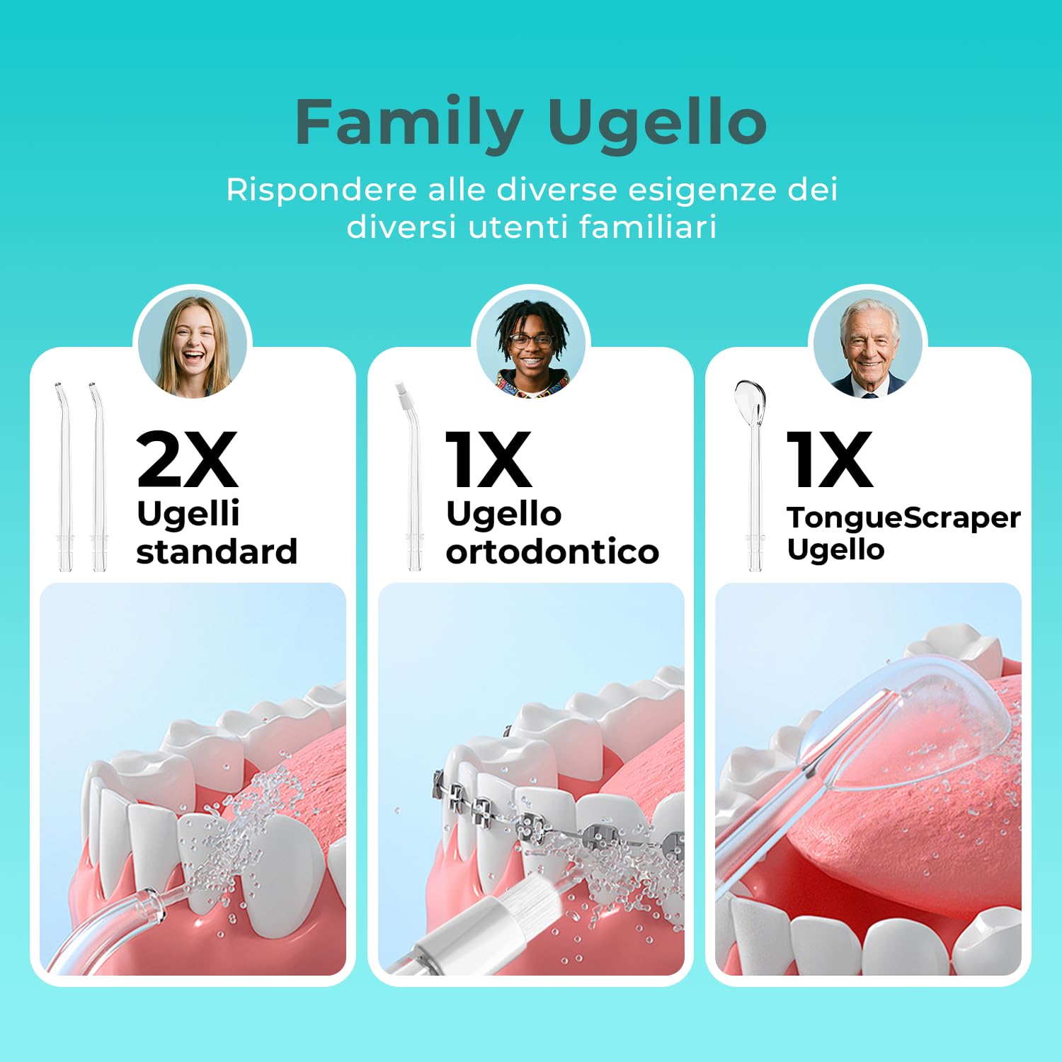Bezvoi Idropulsore Dentale Senza Fili, Irrigatore Orale Ricaricabile IPX7, 5 Livelli di Pressione, Serbatoio 300 ml, 6 Ugelli, Pulizia Bucale per Uso Domestico e Viaggi, Bianco