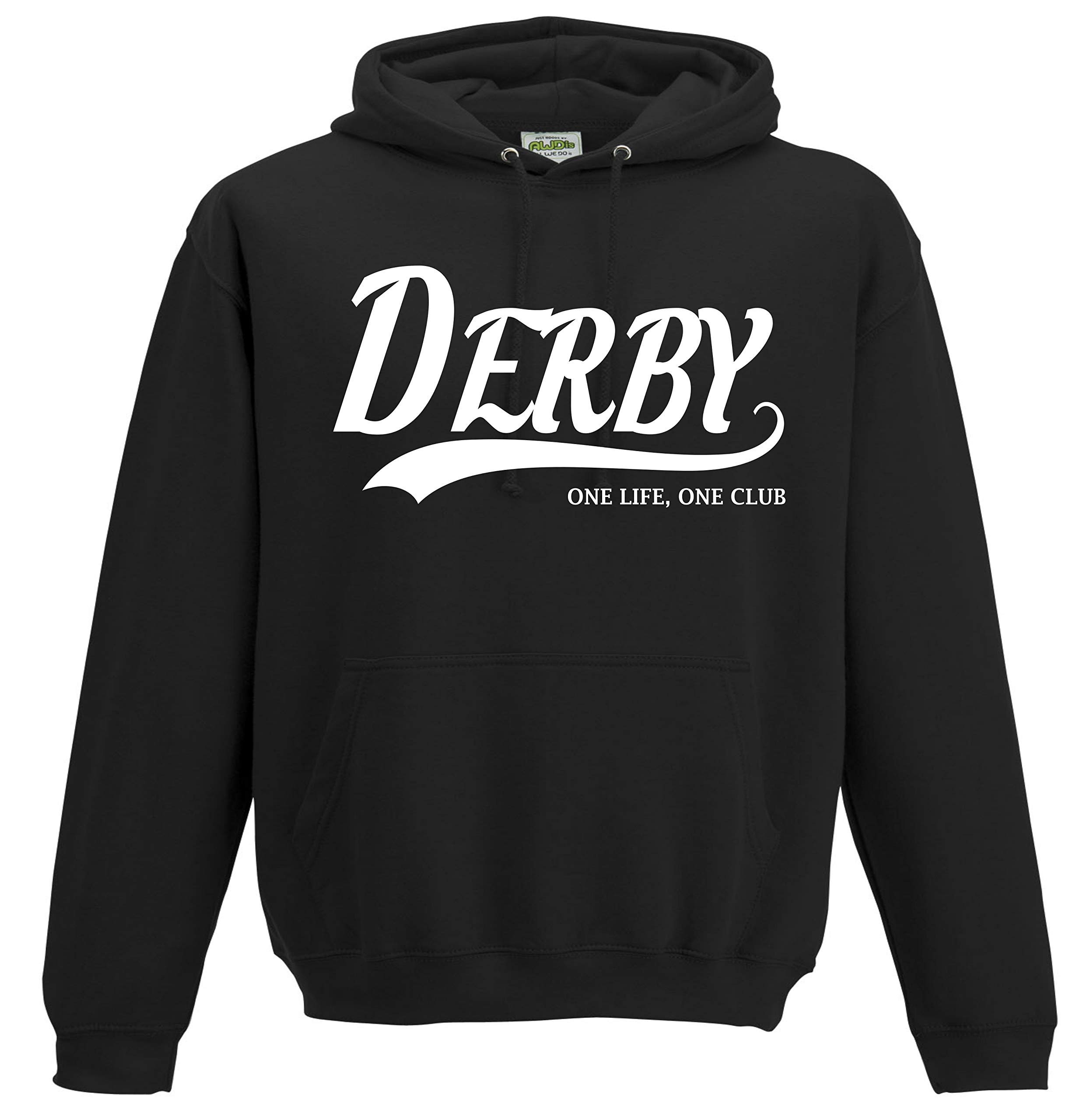 All About The Print Boys Black Derby One Life, One Club. Premium Hoodie Gift Large