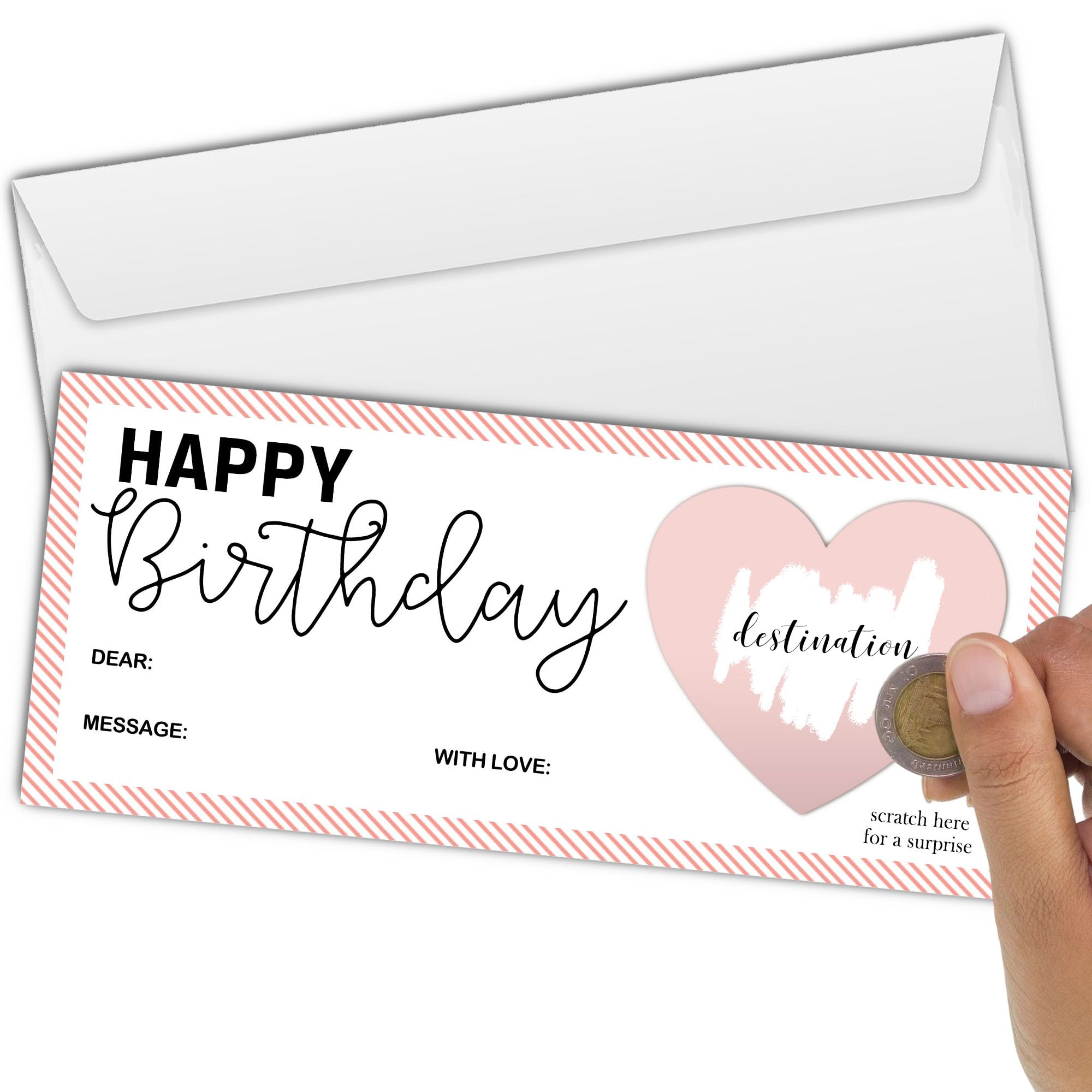 Eronm 1 Set Birthday Ticket Surprise Scratch Card, Surprise DIY Travel Ticket, 3 x 8 Inches Scratch off Cards, Surprise Reveal Card Gift for Holiday