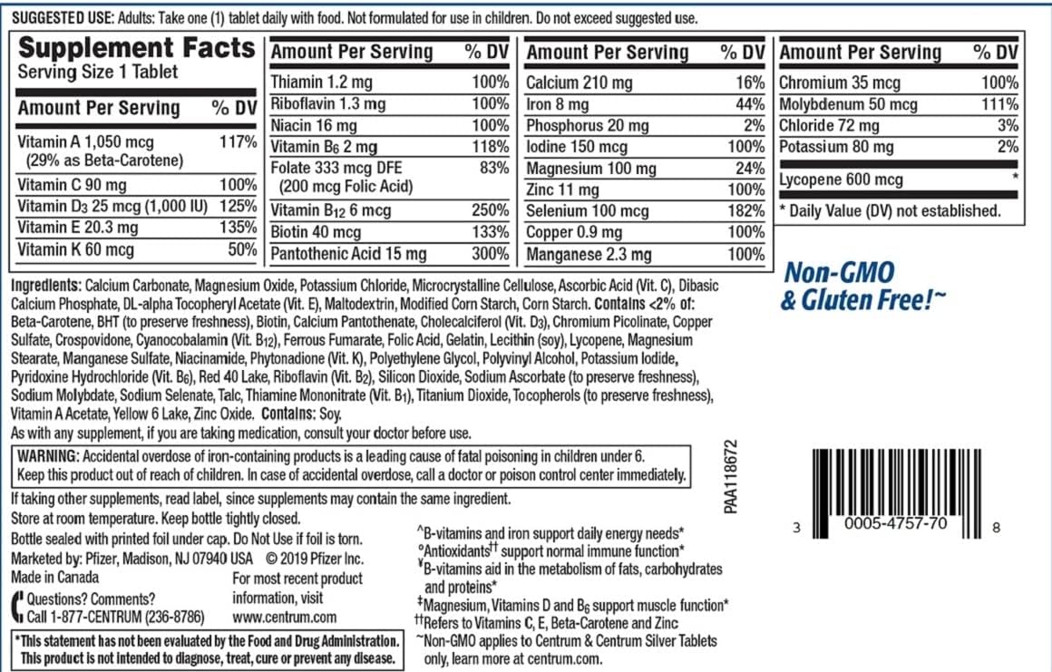 Buy Centrum Multivitamin for Men, Multivitamin/Multimineral Supplement