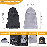 Vista 2 de Orzbow Cubierta de portabebés de invierno con capucha desmontable, impermeable y a prueba de viento, universal para portabebés y taburete de cintura
