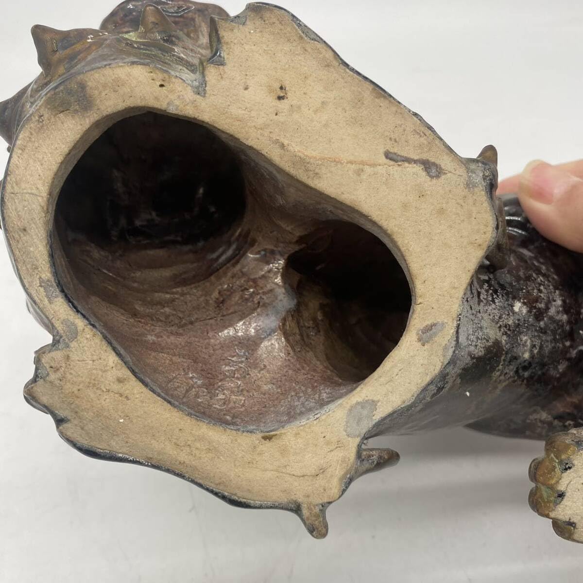 Amazon.co.jp: 置物獅子狛犬縁起物オブジェ陶器(検骨董品古玩レトロ 