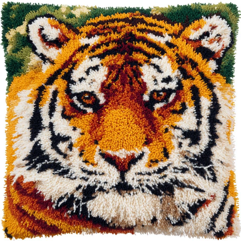 WallustrioaW Latch Hook Kit Cushion for Adults,Animal Tiger