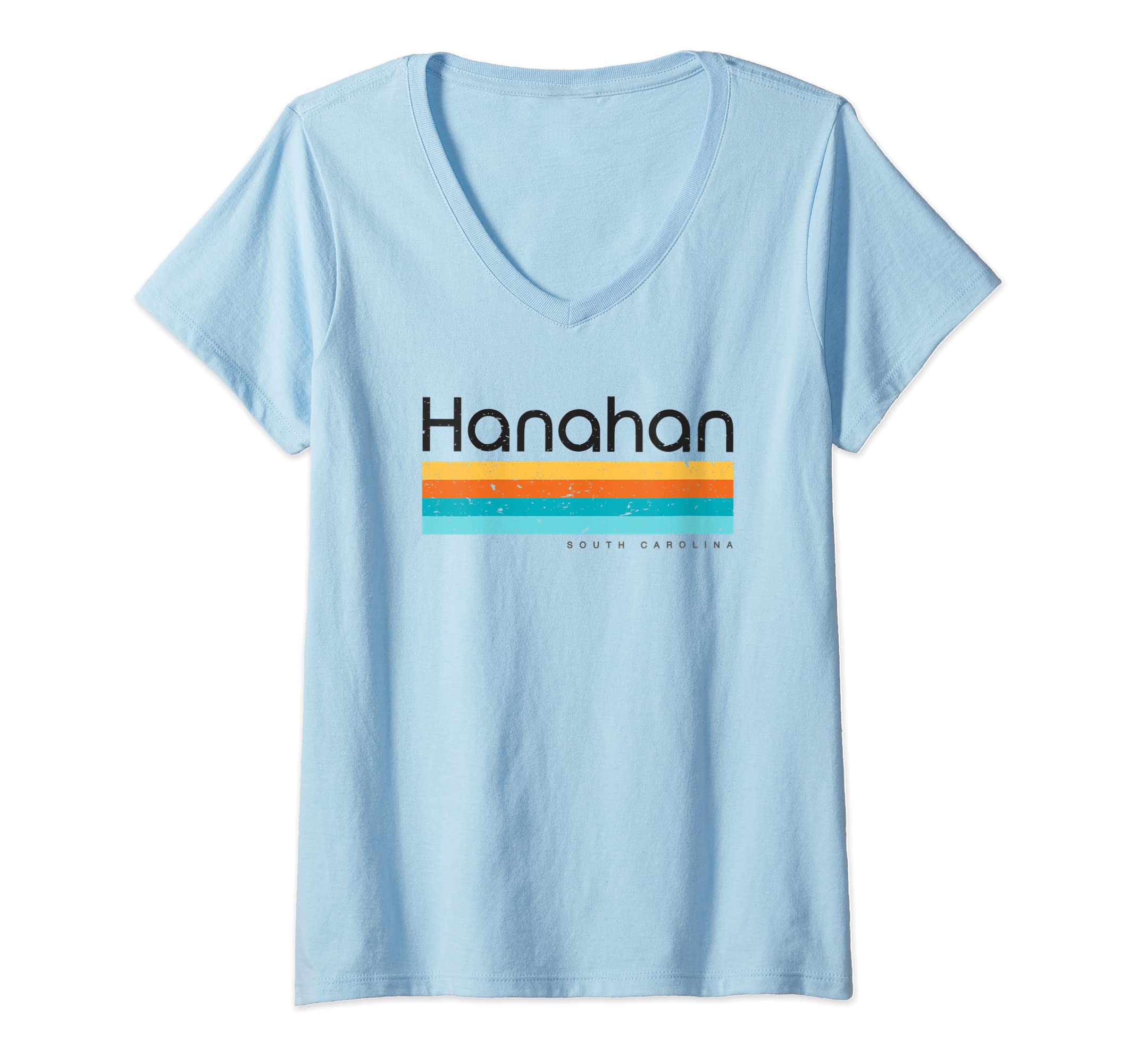Womens Vintage Hanahan SC South Carolina USA Retro Design V-Neck T-Shirt