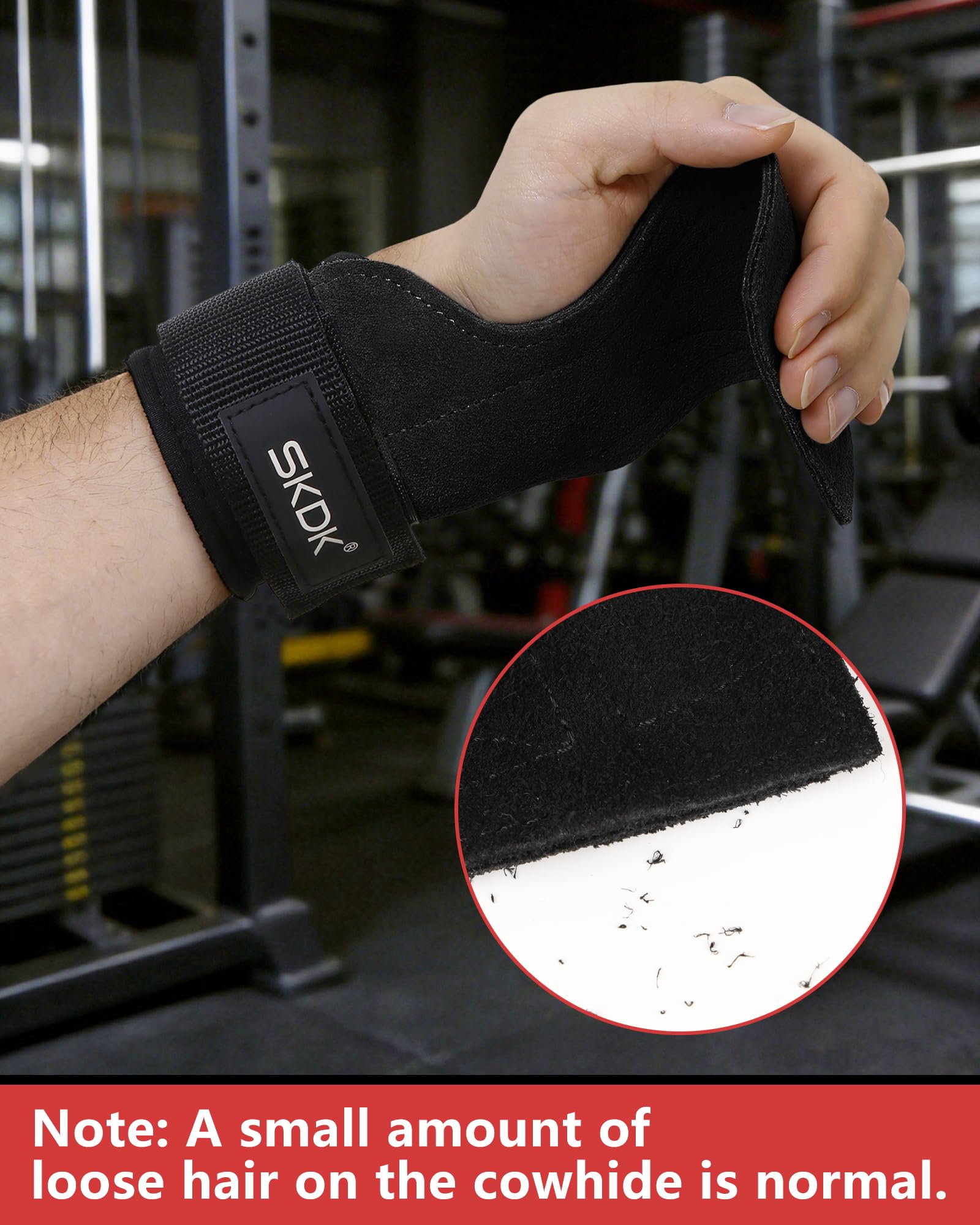Paski Do Ćwiczeń, 1 Para Paski do Podnoszenia Ciężarów ze Skóry Bydlęcej Crossfit, do Podciągania, Martwego Ciągu i Wyciskania, Zaprojektowane do Treningu Siłowego, Unisex, Czarny