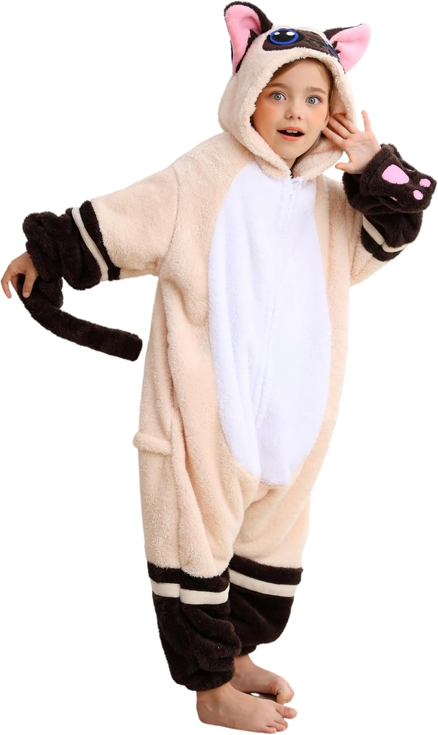 SimZoo Kids Animal Onesie Pajamas, Boy Girls Cosplay Costume Sleepwear One-Piece Unisex Homewear 3-13 Years