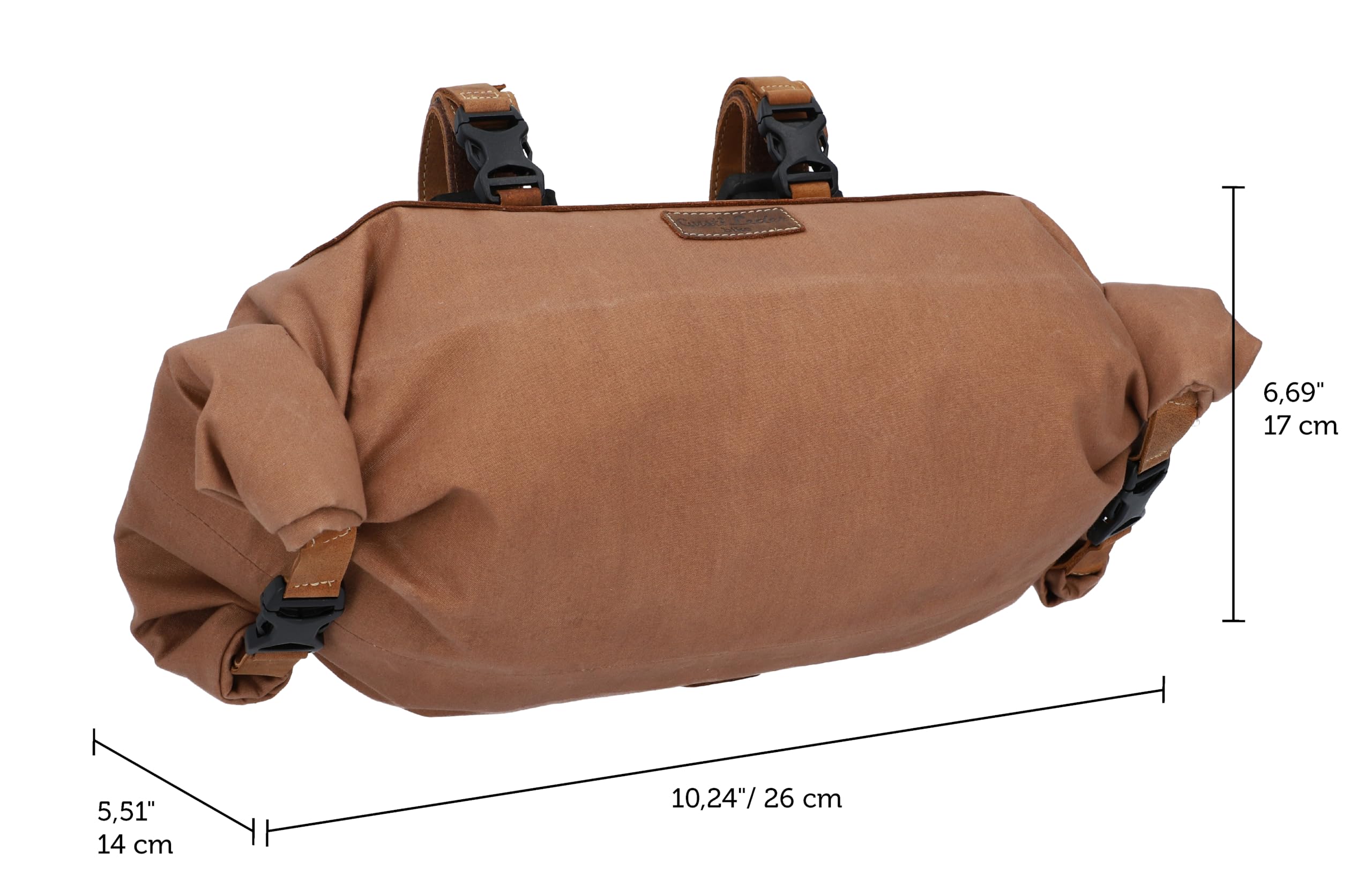 Gusti Lenkertasche Leder - Pedro D. Damen und Herren Fahrradtasche mit Befestigung Kuriertasche Lenkstangentasche wasserdicht Fahrrad groß Braun Canvas & Leder