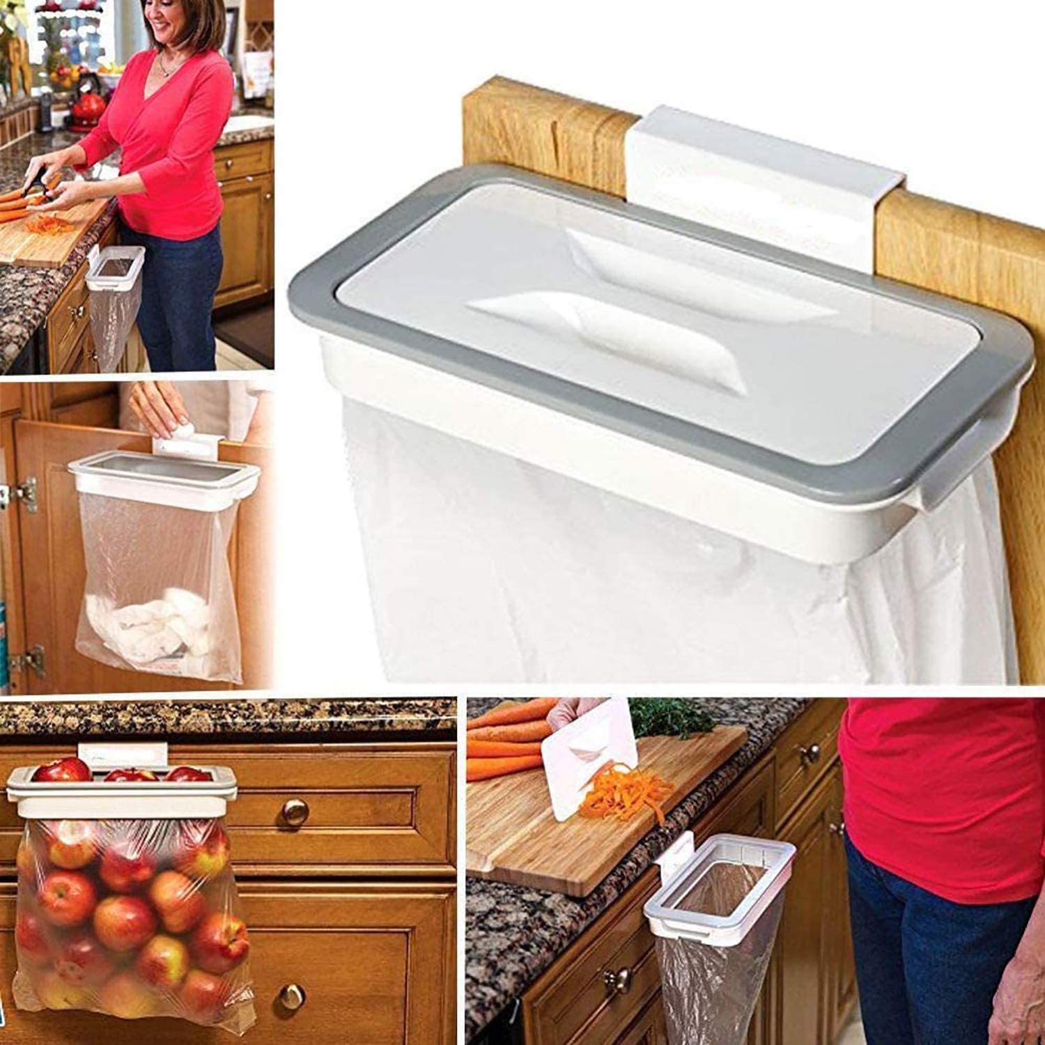 Sujeción para sacos residuos | Colgador para fundas de plástico | Gancho para cubo cajón caravana | Estructura mural para desechos | Contenedor plegable cocina