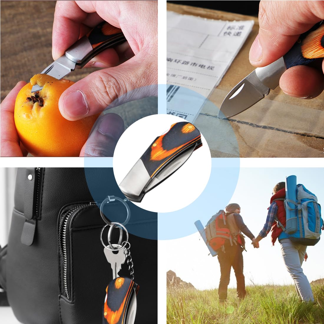 CPJJ Coltello Pieghevole con Lama in Acciaio Inox e Manico in Legno,Coltello da Caccia Pieghevole,Coltello da Sopravvivenza,Coltello da Sopravvivenza all'aperto,Regalo per Uomini