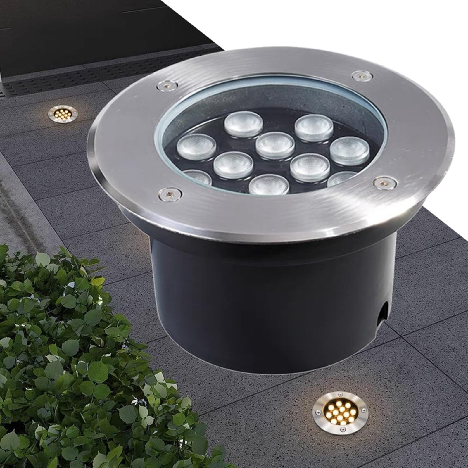 Bassa Tensione Faretti da Pavimento Luce Sotterranea A LED IP66 Impermeabili AC12/24V Esterni Faretto Incasso A Terra per Cortile Giardino Percorso Prato Luce da Giardino(Yellow,18W-AC12V)