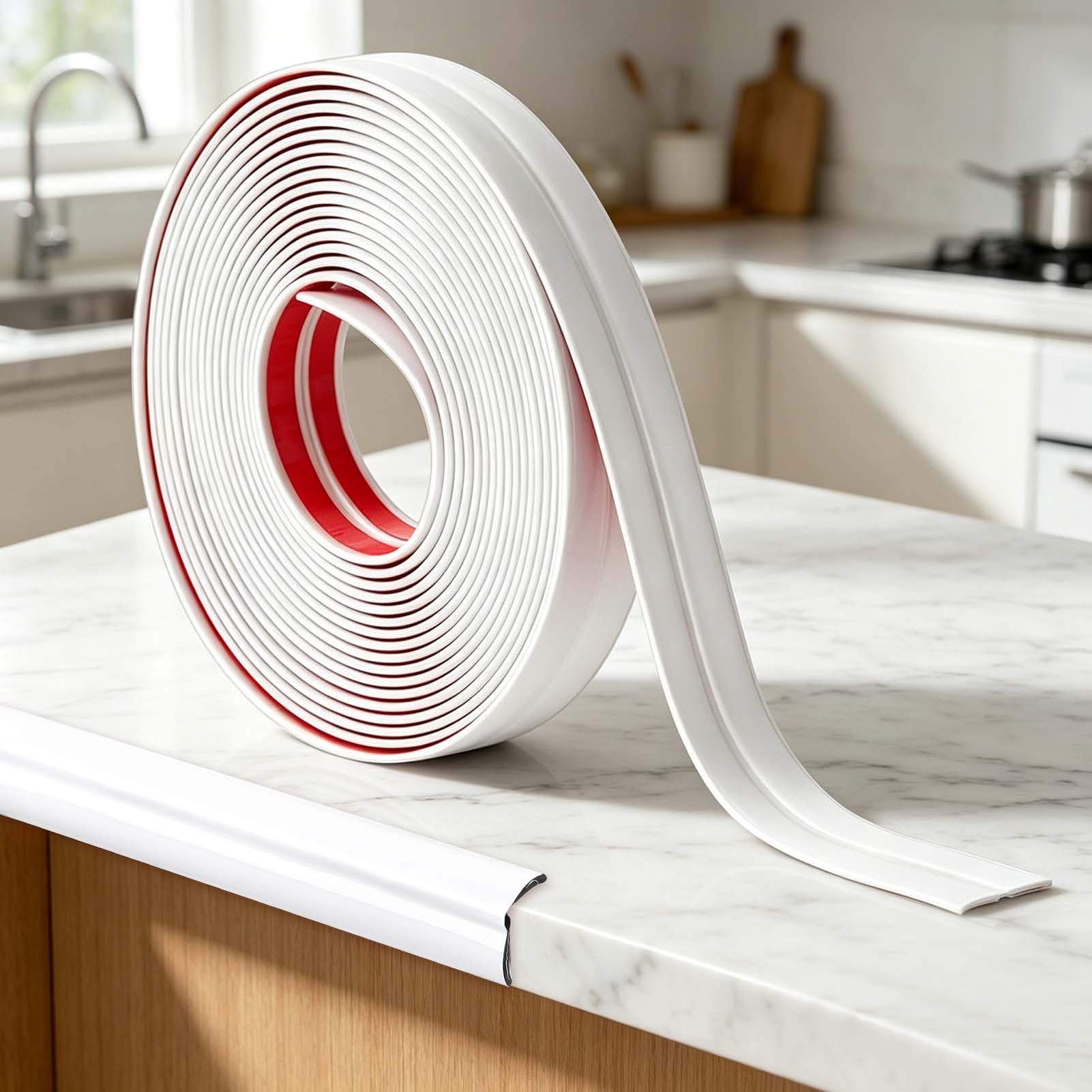3.0M Flexible PVC Moulding Trim Self Adhesive Wall Corner Protector for Wall Ceiling Door Frame & Window Edge Trim Peel and Stick Window Sill Cover PVC Moulding Trim Peel (White, W:20MM)