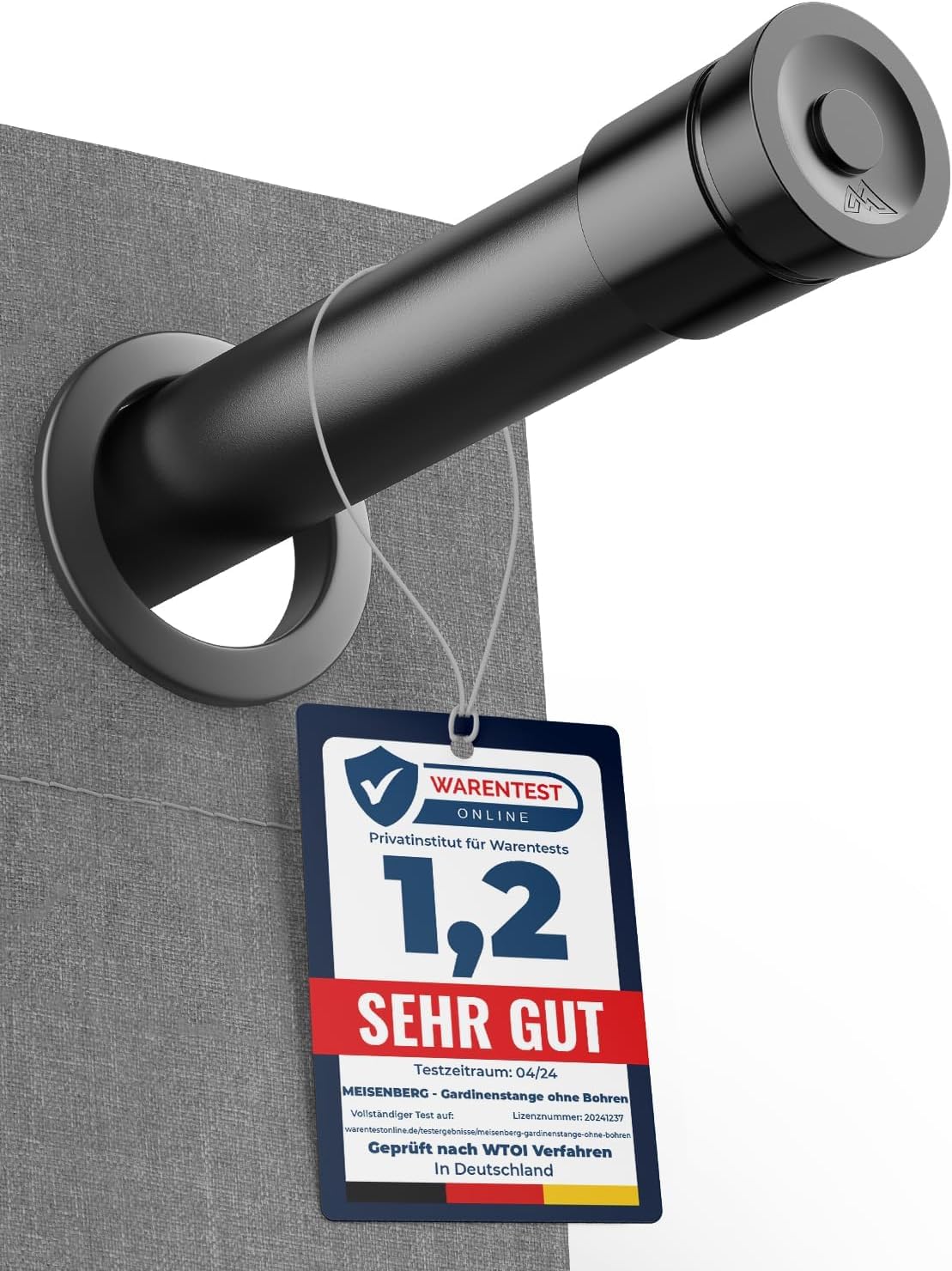 MEISENBERG Net Curtain Tension Rod Matte Black, Net Curtain Poles Extendable 140-250 cm - Ø 25 mm Diameter, Heavy Duty Tension Pole No Drill - for Wide Windows, Patio Door and Sliding Door