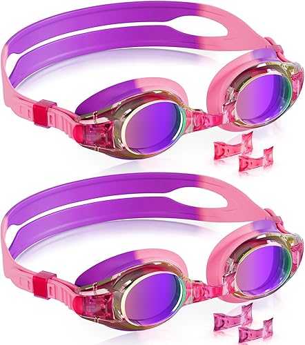 Miniatura 15 de Aegend - Paquete de 2 gafas para niños, gafas de natación para niños de 4 a 16 años, niños y niñas jóvenes, gafas de piscina antivaho, impermeables,