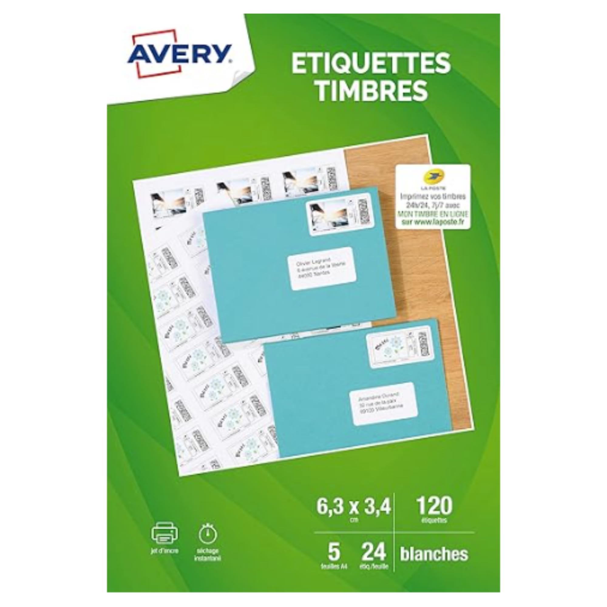 Etiquettes Adresse Autocollantes Étiquettes - 63,5 X 38,1 Mm - Jet D'encre - Blanc : AVERY Lot De 525 Bon De Retour A Imprimer