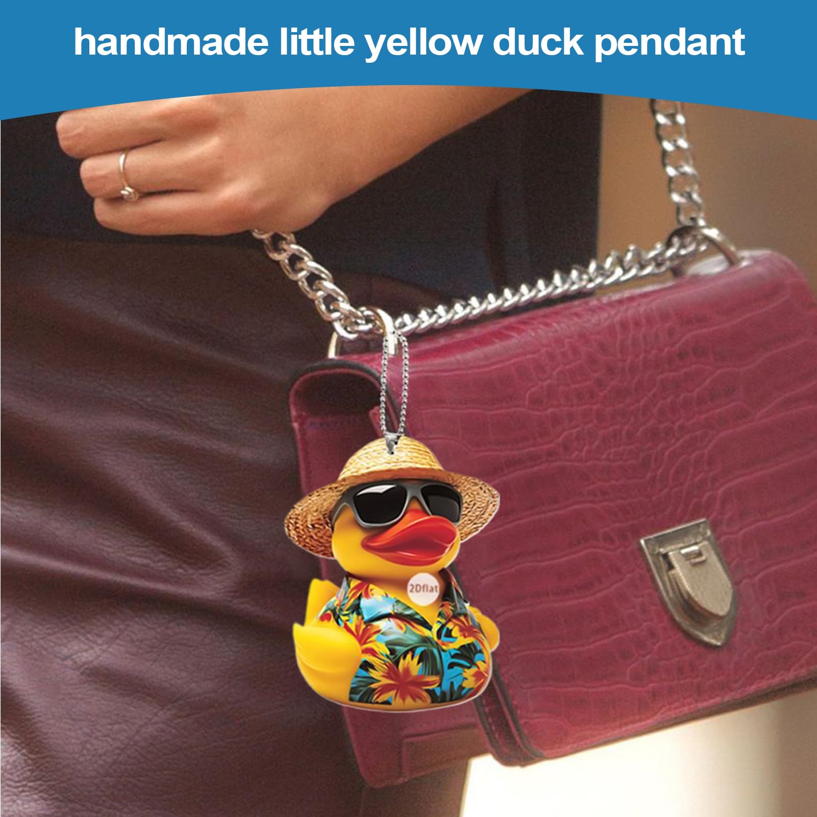 Ornement Canard Acrylique Pour Rétroviseur – Pendentif Jaune Mignon, Décor Voiture Ou Sac, Cadeau Original