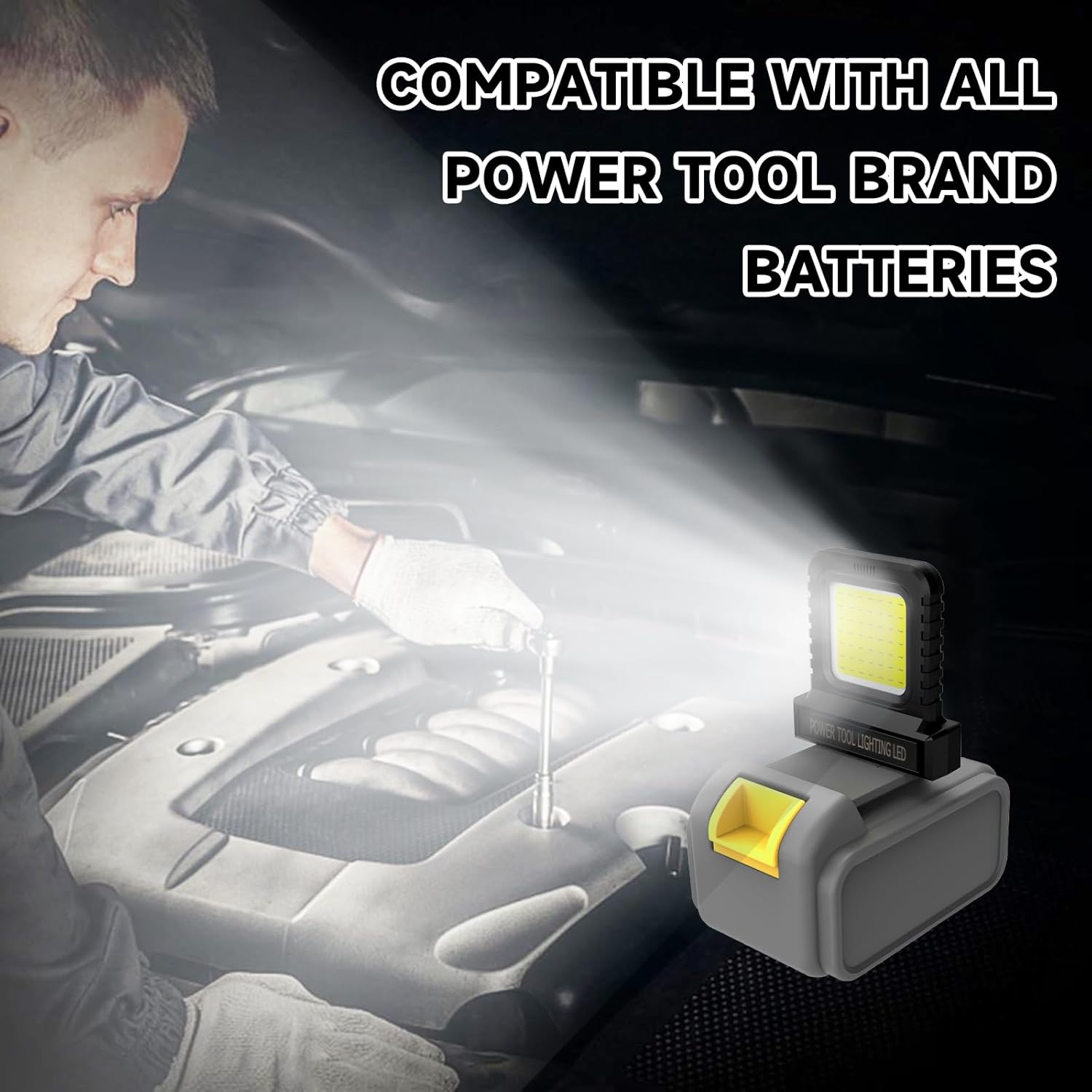 High Brightness Floodlight, for All Power Tool Batteries, Cordless Flood Light, Universal LED Work Lights for Workshop Garage, Fishing Camping (2)