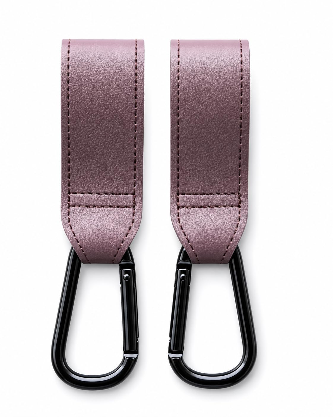 Shabany® Haken 2 Stück universelle Passform | Halterung Universalhaken Kinderwagenhaken Taschenhaken | verstellbar robust Klettverschluss Taschenhalter Karabinerhaken | mokkabraun