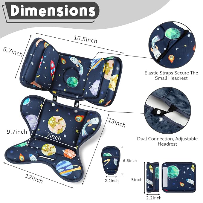 Cojín reductor para asiento de bebé con 2 reposacabezas ajustables miniatura 2