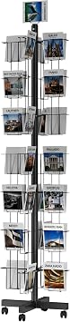 56 Pockets Countertop Rotating Greeting Card Rack, 7 Tier magazine Display Stand Rotating magazine rack for Postcards, Brochures, and Greeting Card 56 Pockets
