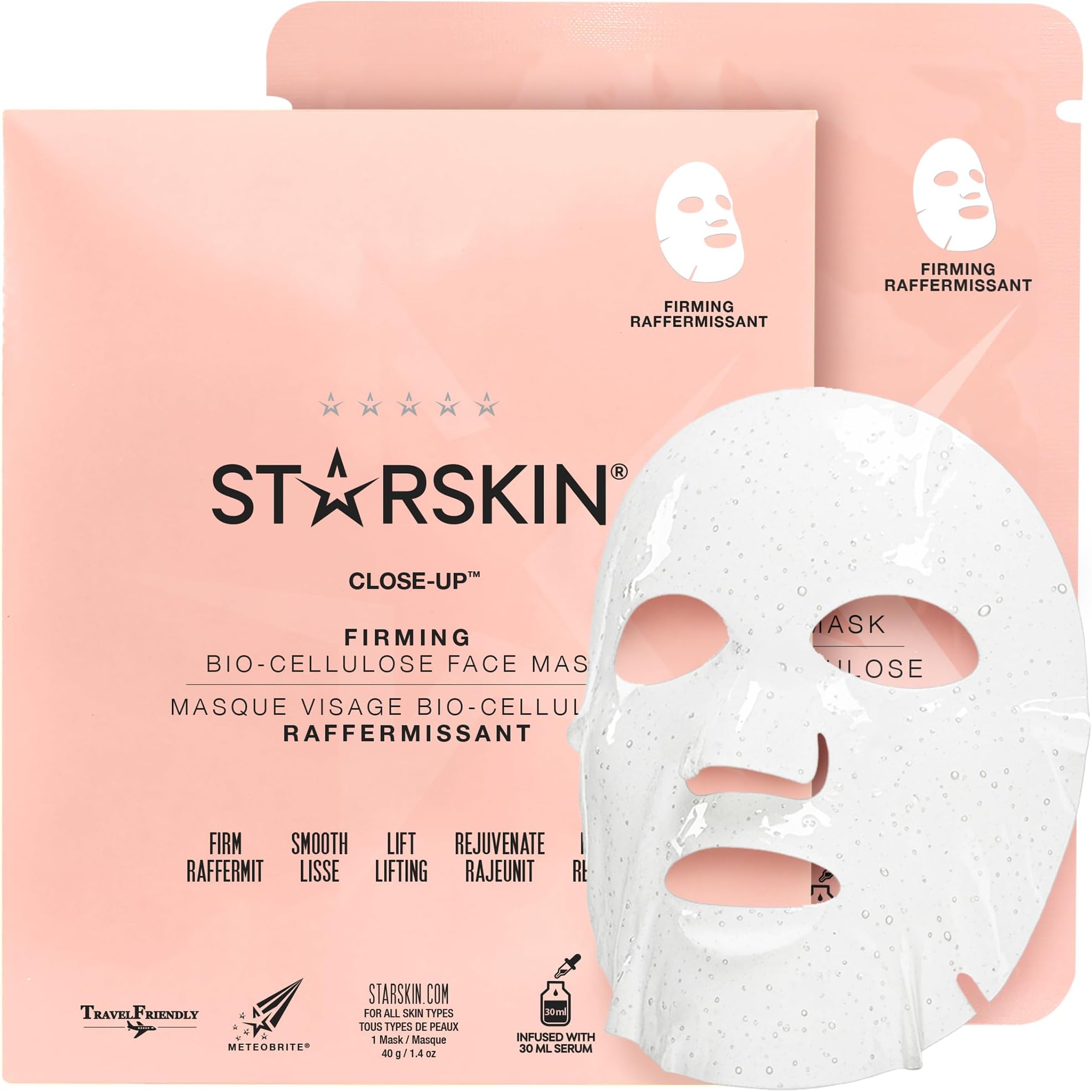 Close-Up - Premium Korean Skincare Bio-Cellulose Facial Mask Formulated with Fermented, Vitamin-Rich Coconut Juice - Soaked in 30ml of Non-Water Based Serum for a Flawless Skin - 1 Mask