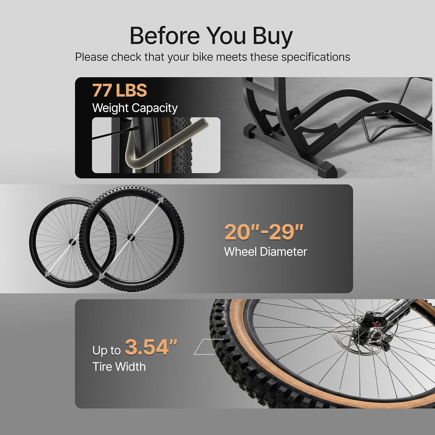 Upright Bike Stand Floor, Vertical Bicycle Storage Rack, Heavy Duty 77 lbs Freestanding Bike Rack for Garage & Home, Space-Saving Indoor Bike Storage, Smart Two-way Installation