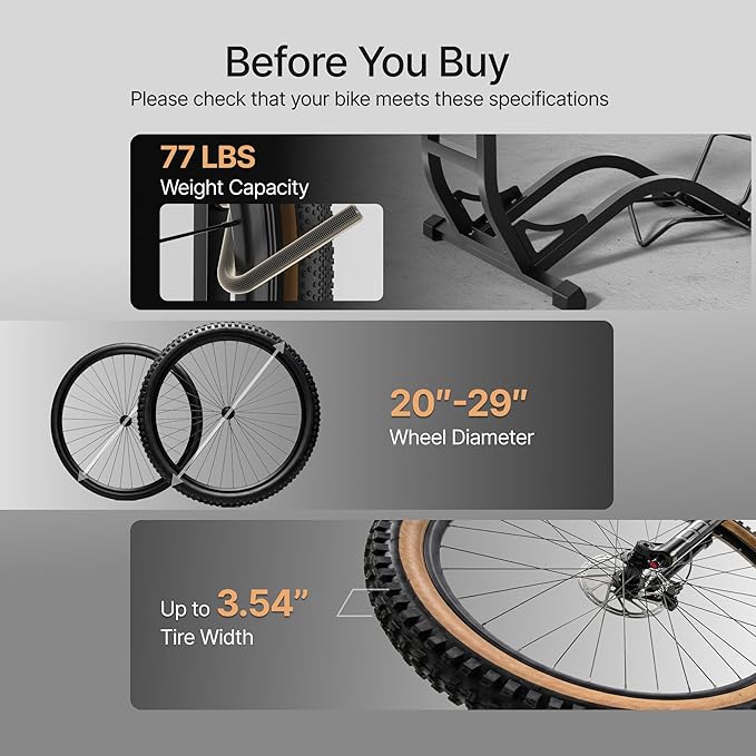 Soporte de Piso para Bicicleta PEGZONE, Capacidad 77 lbs, Ajustable miniatura 7