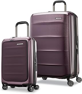 2 Piece Luggage Set with 21/28” Hardside Lightweight Octiv (Carry-On Pro with Front Pocket & Large Checked) Expandable, Four Spinner Wheels, Adjustable Handle, TSA Approved Lock - Purple