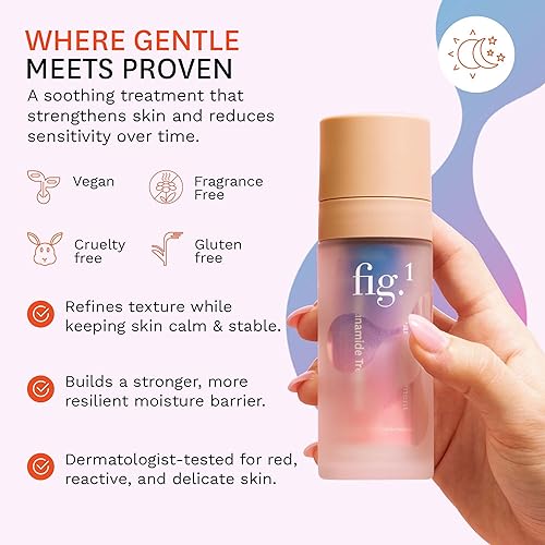 Miniatura 5 de Fig.1 Suero de niacinamida para rostro  Cuidado de la piel para pieles sensibles - 4% de niacinamida, suero brillante e hidratante para rostro,