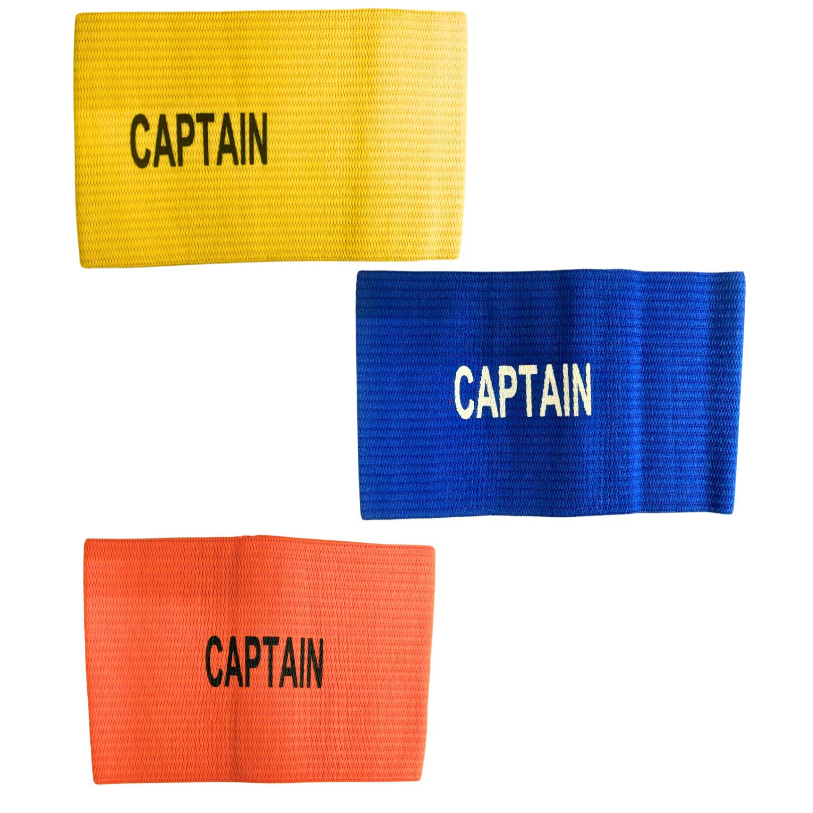 Captain Armband for Sports, Multi-Colour Pack of 3 - Yellow, Blue, Orange (3)