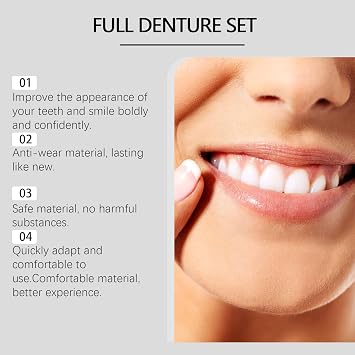 Full Set Dentures, Generation Flexible Full Denture Solution, Silicone Custom Dentures Teeth Top and Bottom, Comfortable Natural-Looking Teeth (1 PCS)