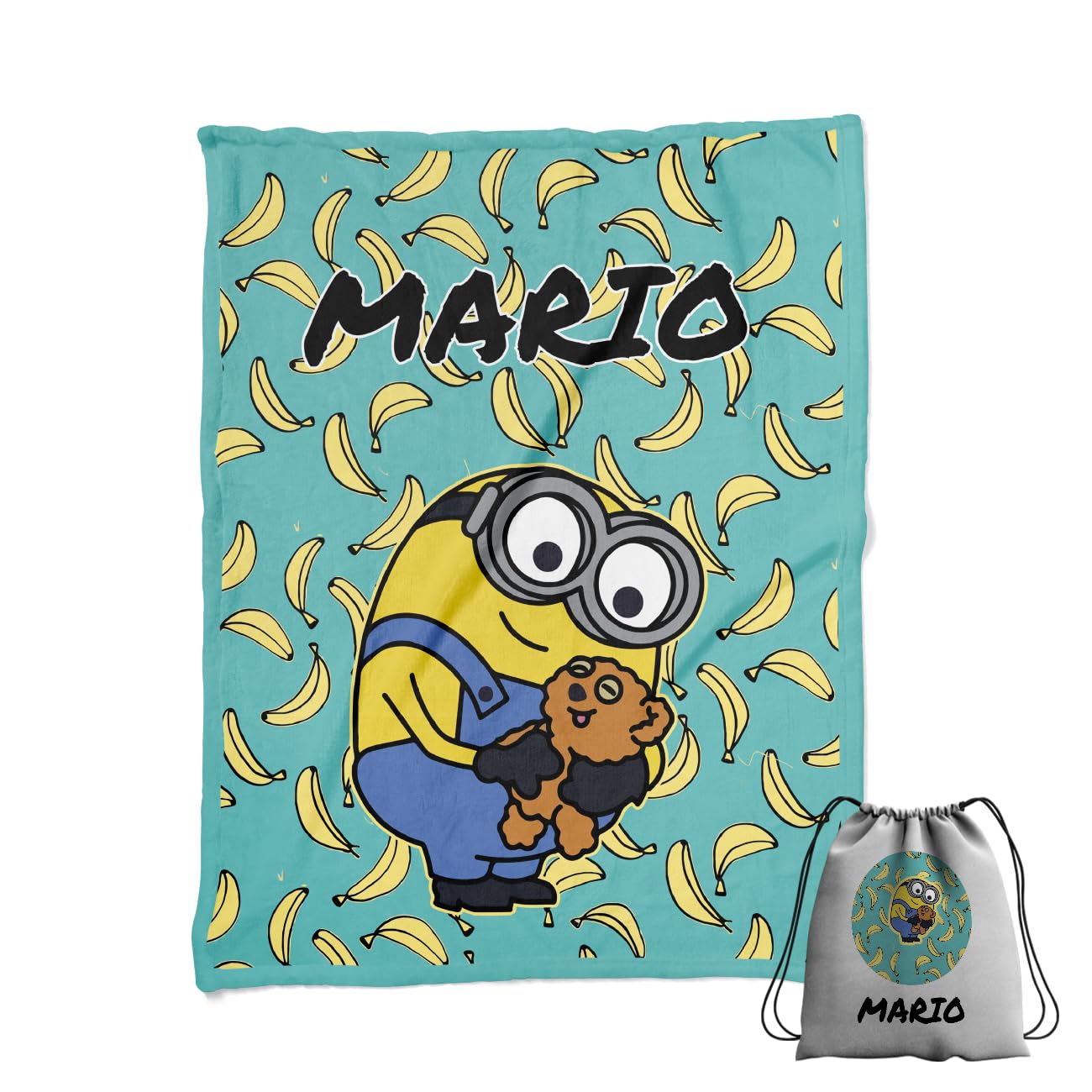 Manta Personalizada con Nombre y Texto. Regalo Original para Navidad, cumpleaños, Regalo Infantil, Baby Shower. Manta Invierno Suave y Duradera. (Minions)