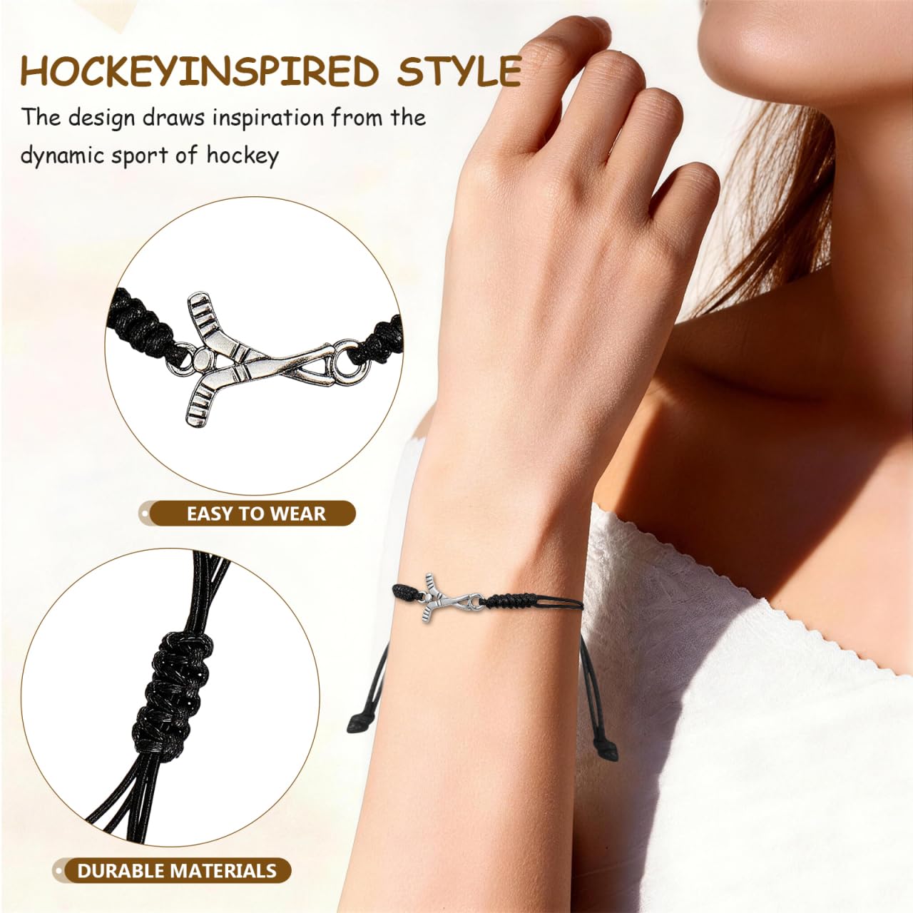 Supvox 2 pulseras tejidas de hockey, amuletos de hockey, pulsera para fanáticos del hockey, regalos de fiesta, joyas de hockey para niñas, pulsera de hockey sobre césped para aficionados al hockey