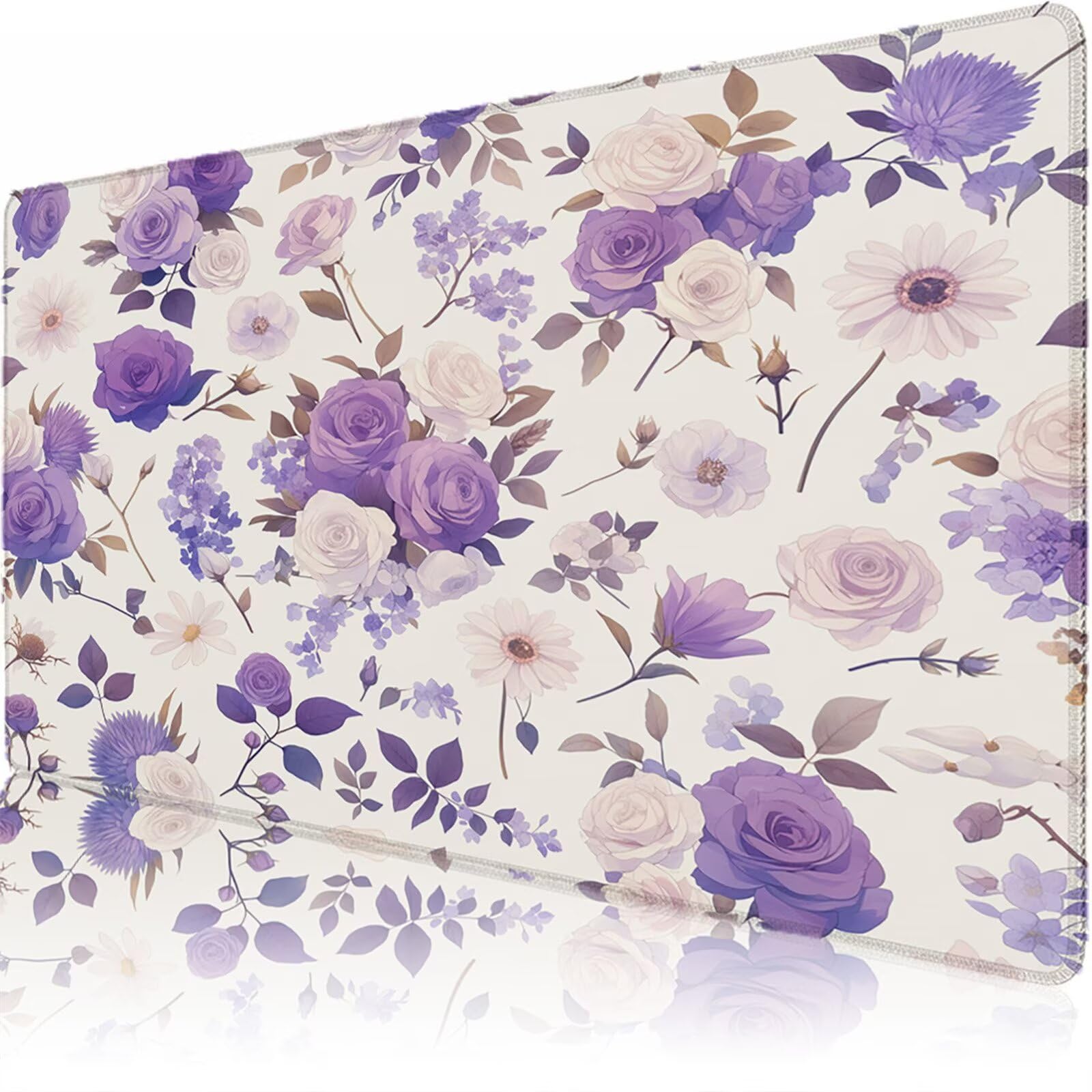 Sottomano Scrivania Grande 1200 x 600 x 3 mm Viola Tappetino Tastiera Computer con Base Antiscivolo e Bordi Cuciti, Protezione Impermeabile, per Lavoro, Casa e PC Gamer, Regali Uomini (Rose) L-x8904