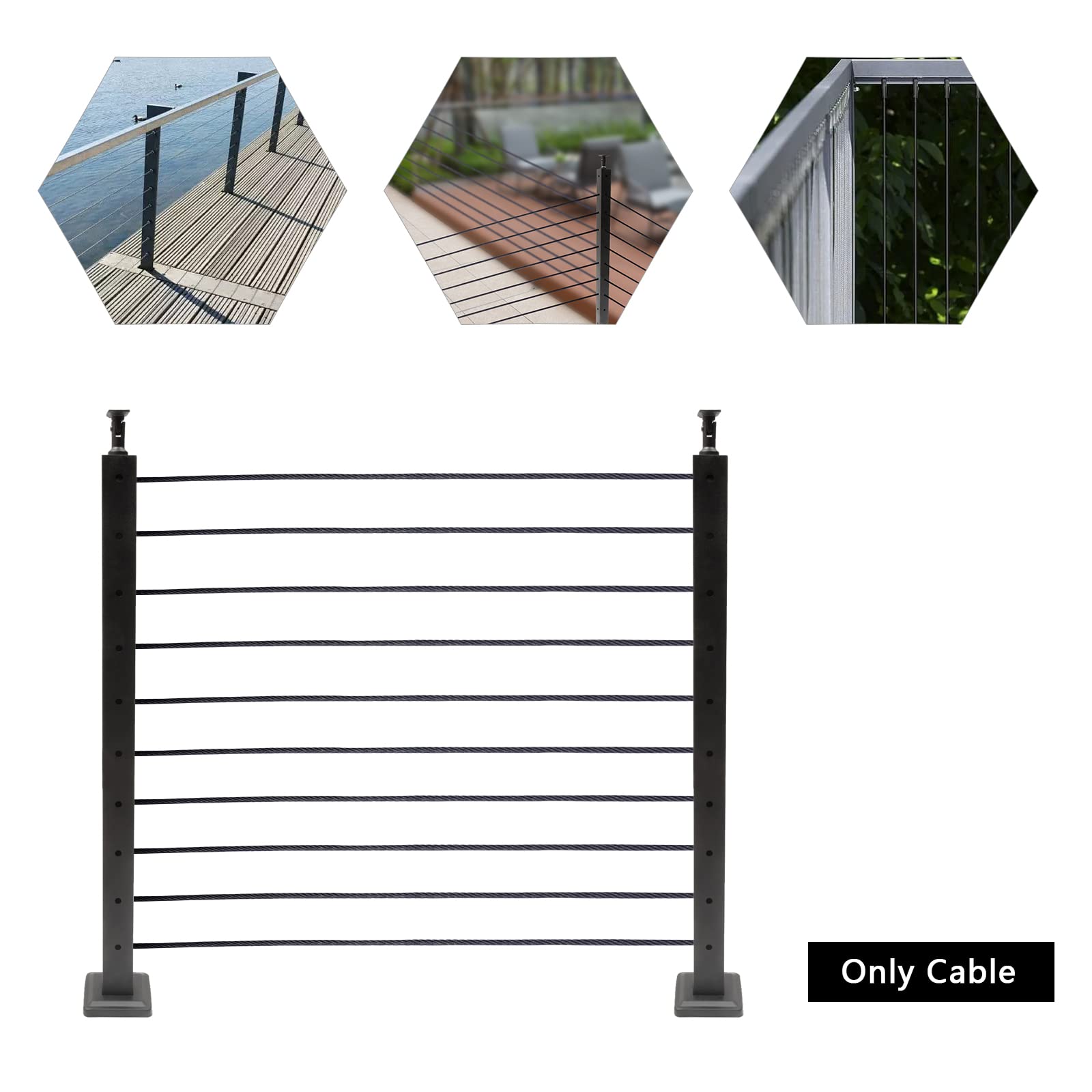 Xlsdlvcnxz Black Stainless Steel Cable,Wire Rope,250ft 1/8