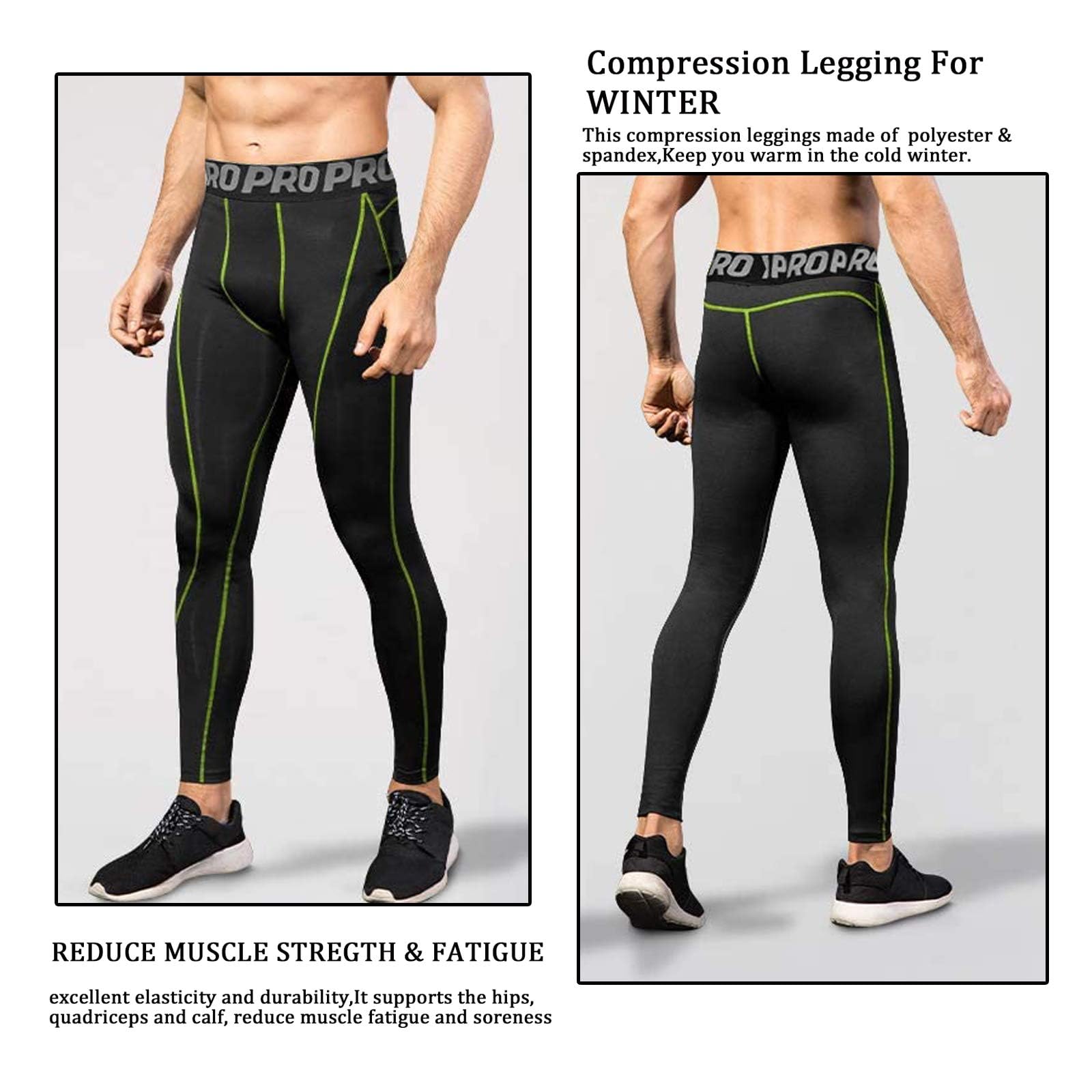 YUSHOW Lot de 3 Caleçon Long Homme Thermique sous-VêTement Chaud Collant Homme Hiver Legging Doux et Léger
