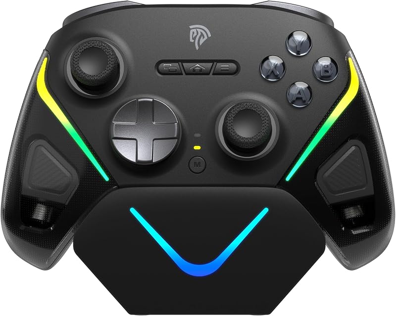 EasySMX D10 Wireless Controller with Smart Charging Dock, Tactile Triggers | TMR Anti-Drift Joysticks, Dual-Mode Hall, 1000Hz Polling, Mechanical Buttons, Bluetooth/2.4G for PC/Switch/iOS/Android