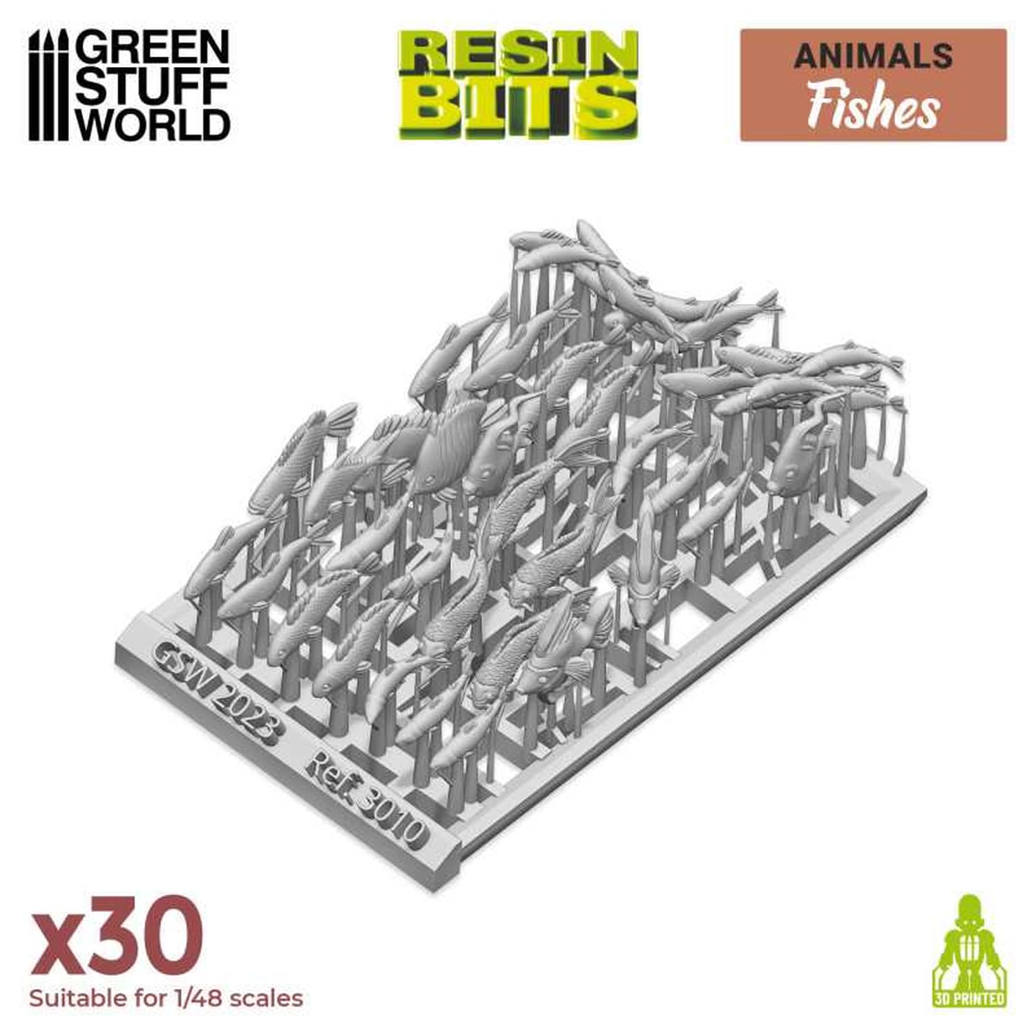 Greenstuff World GSWD-3010 Diorama Accessory Fish Set Miniature Accessories, Small