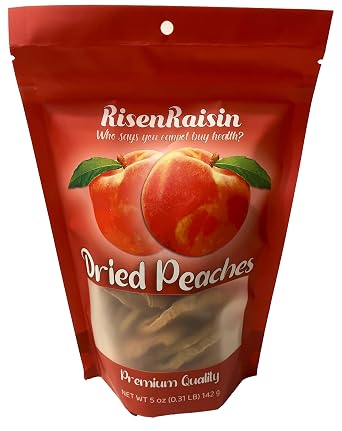 Dried Peaches | 5 oz 142 g | No Sugar Added | All Natural & Unsulfured | Naturally Flavorful & Chewy | Great for Snacking, Baking & Salads | Packed in California | RisenRaisin Brand