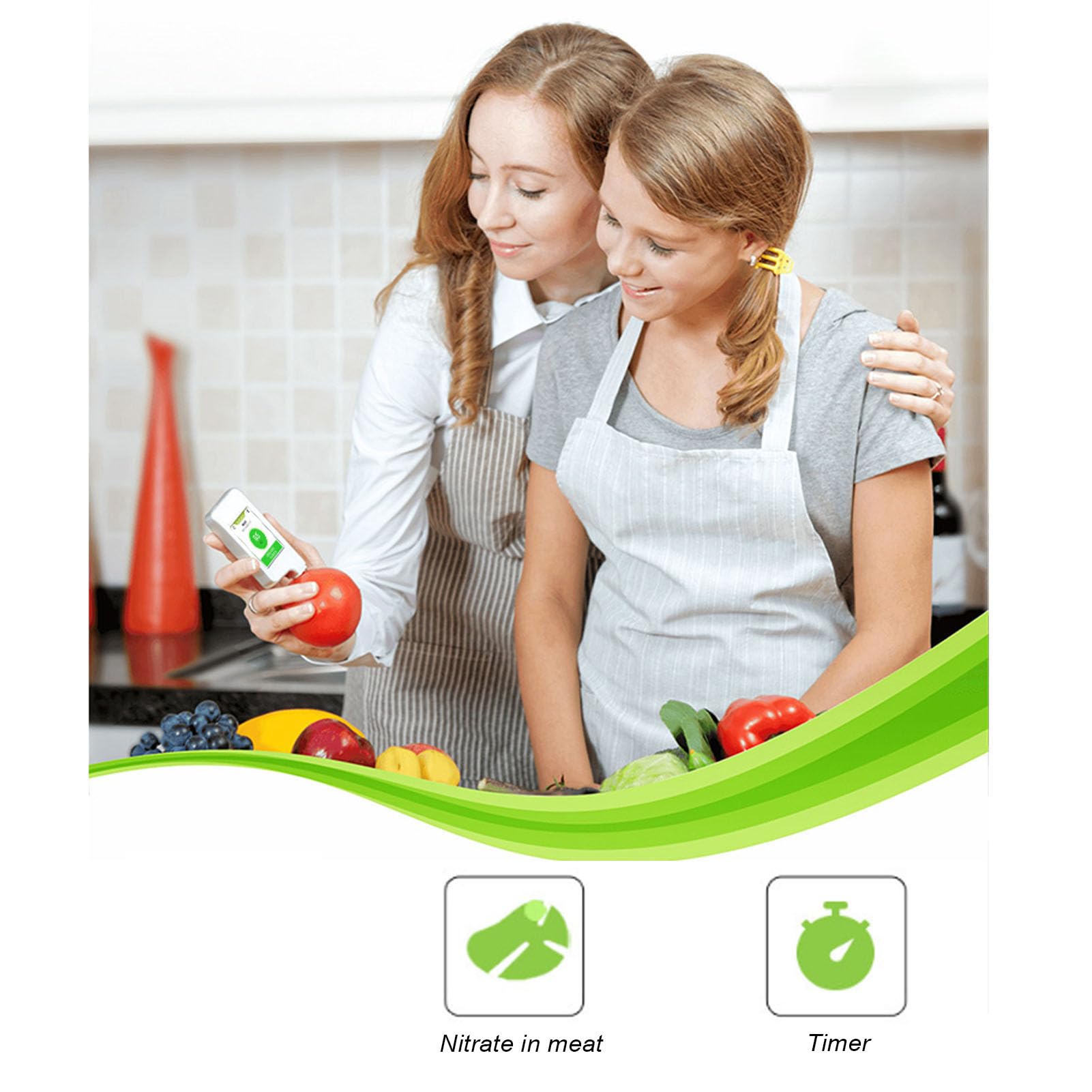 Akozon Probador de Nitrato Detector de Alimentos Portátiles 0-9999 Mg/kg