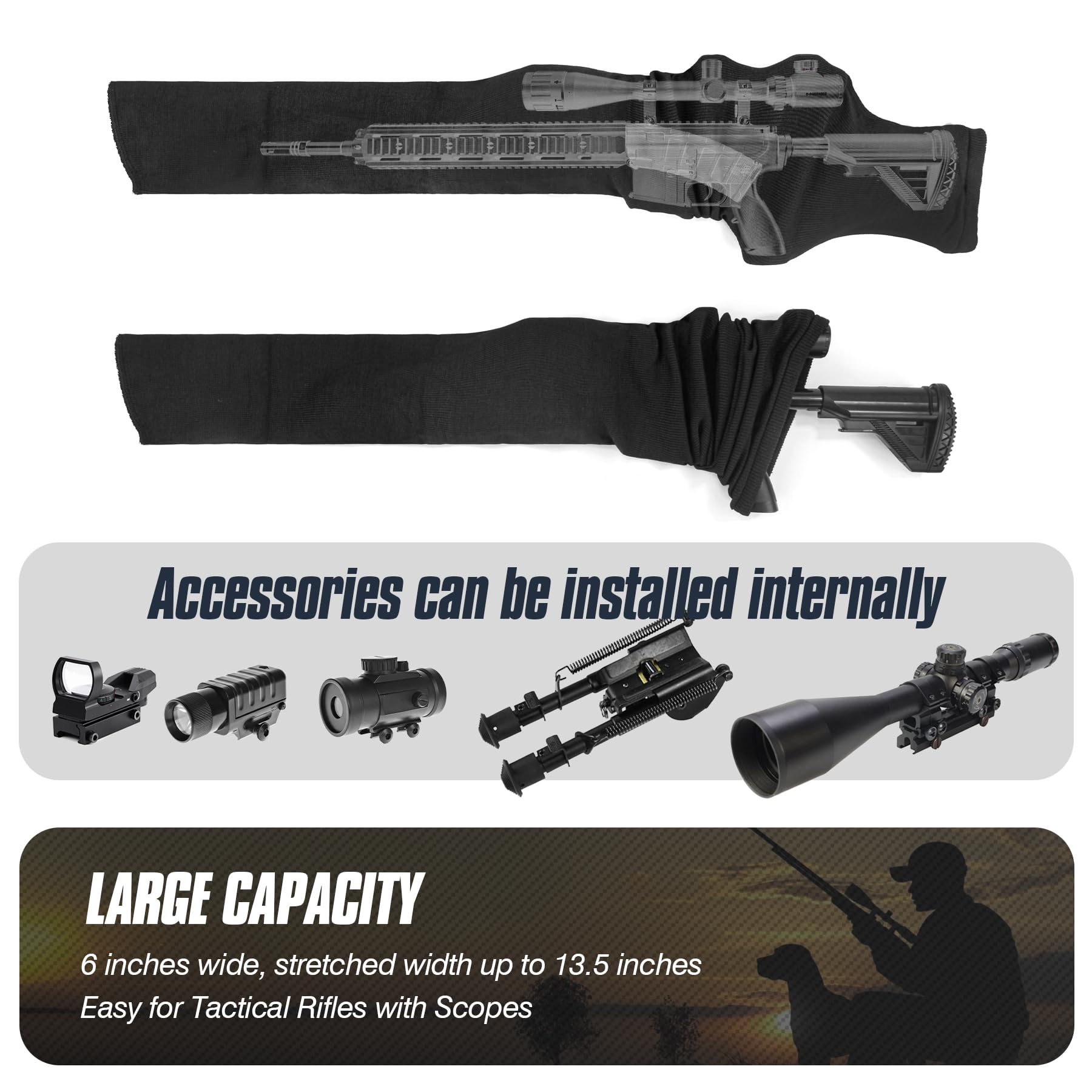 VicBre Extra Ancho Silicona tratada Rifle Protector,119,4 x15,2 cm Funda para Rifles y escopetas con visores